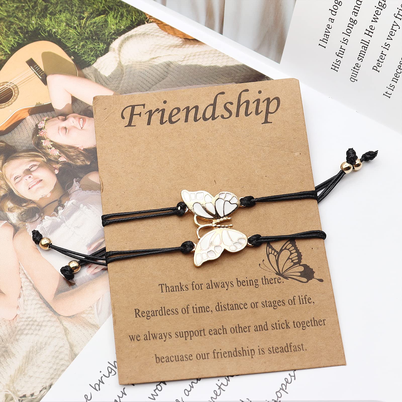 YOOESTORES82 Best Friends Friendship Bracelets Anklet - Long Distance BFF Bracelets, Matching Butterfly Bracelets for Women, Promise Anklet Birthday Gifts for Besties, Sister, and Couples