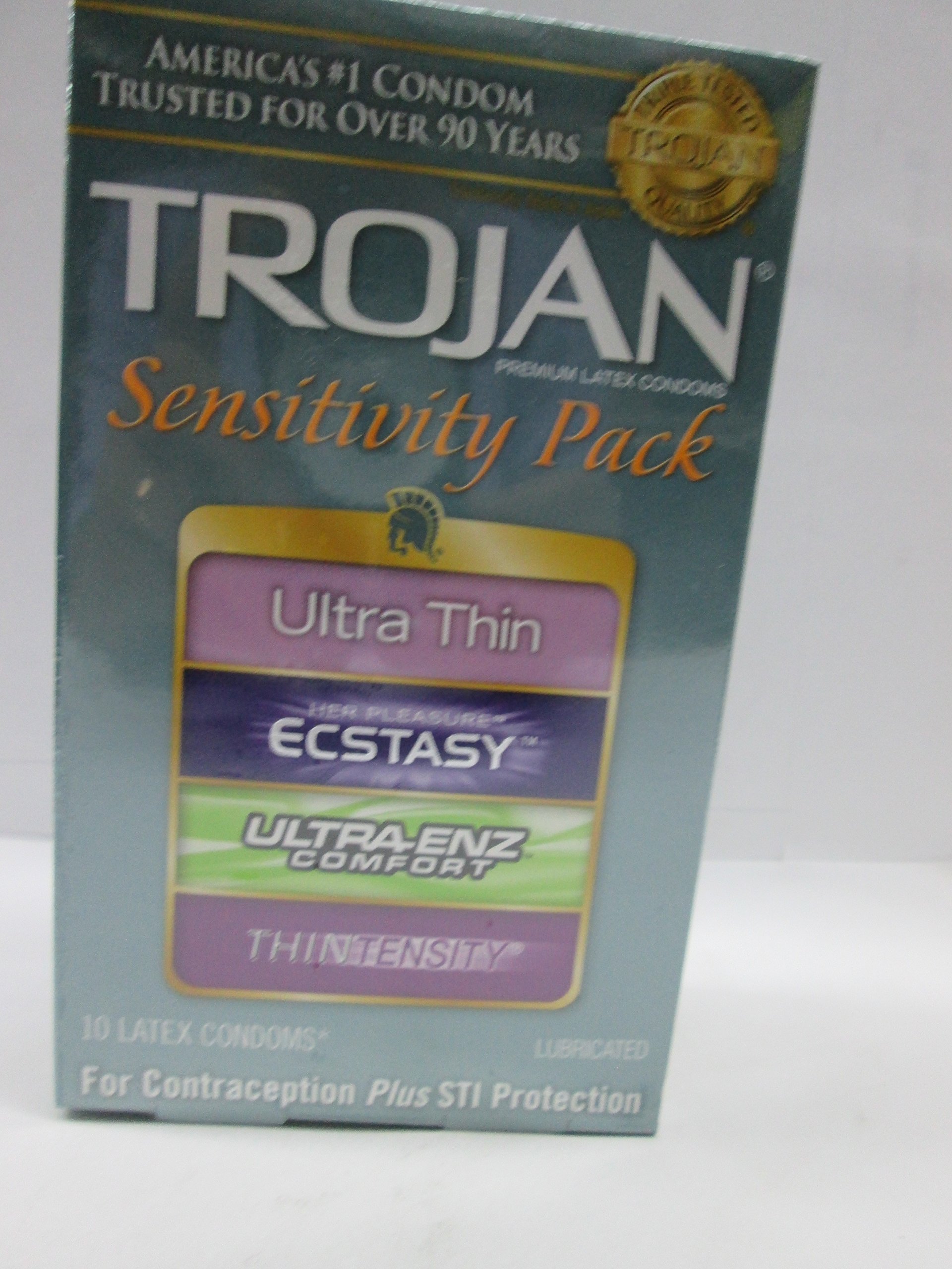 Trojan Ultra Thin Condoms Sensitivity Pack (10 Count, 2 Packs) - Premium Latex Protection for Enhanced Pleasure & Safety - Perfect for Couples & Intimate Moments
