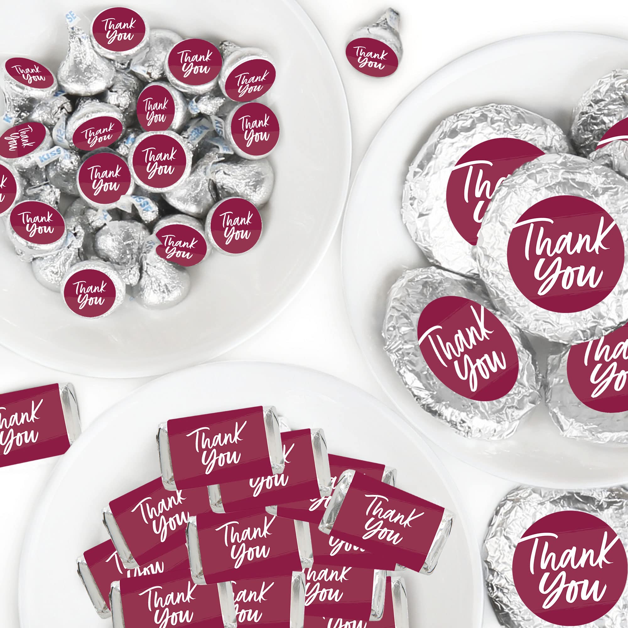 Elegant Mini Candy Bar Wrappers & Round Stickers Set - 304pcs Burgundy Candy Favor Kit for Weddings, Baby Showers & Party Favors - DIY Candy Decorations for Special Events