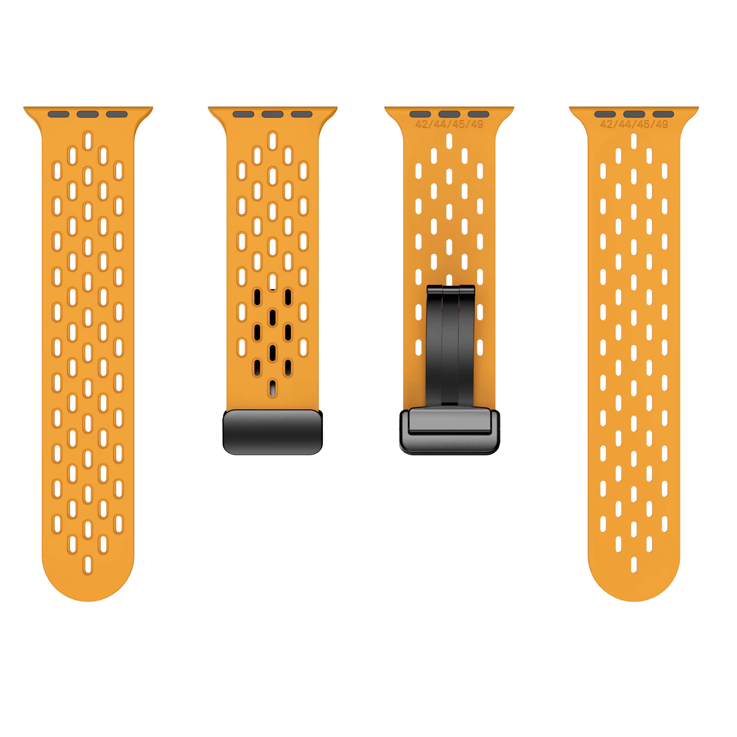 Breathable Silicone Magnetic Watch Bands - Adjustable, Comfortable & Secure Strap for Apple Watch, Samsung Galaxy, Fitbit - Perfect for Workouts, Running & Everyday Wear