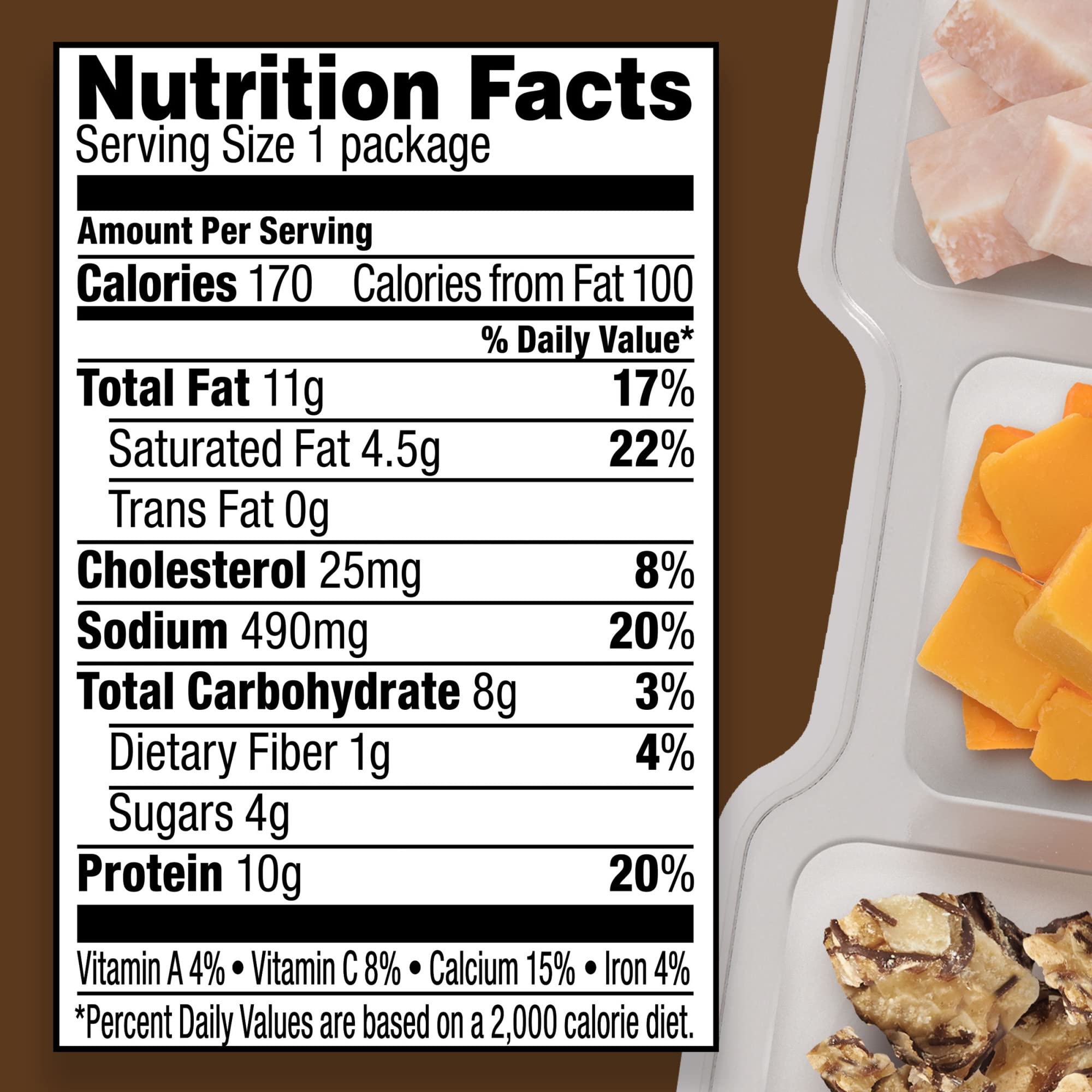 P3 Portable Protein Snack Pack with Dark Chocolate Almond Nut Clusters, Turkey & Cheddar Cheese - 2 oz Tray | High Protein On-the-Go Snacks for Work, Gym & Travel