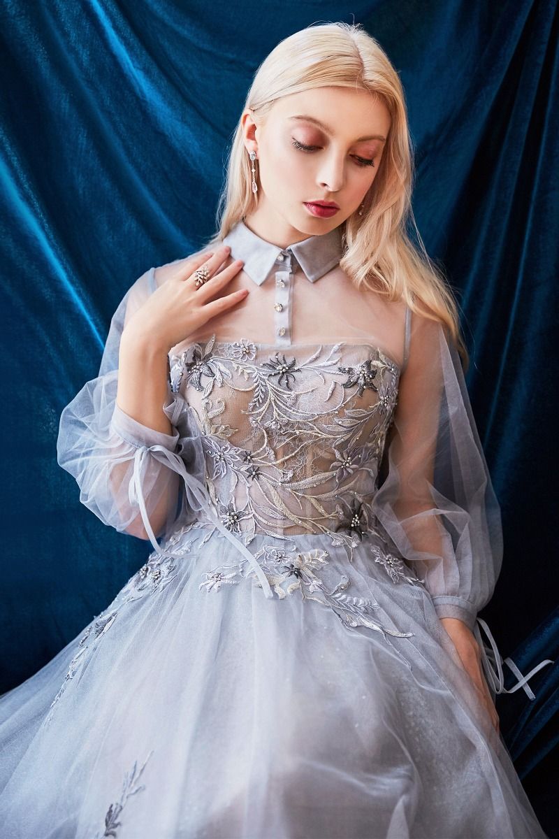 Duchesa A-Line Collared Tea-Length Dress by Andrea & Leo Couture | Style A0862 | Perfect for Wedding Guest, Cocktail Party & Formal Occasions