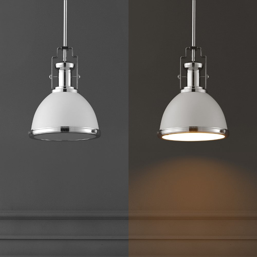 Modern Industrial Iron LED Dome Pendant Light - Vintage Edison Bulb Fixture for Kitchen Island, Dining Room & Bar Lighting (Black Finish)