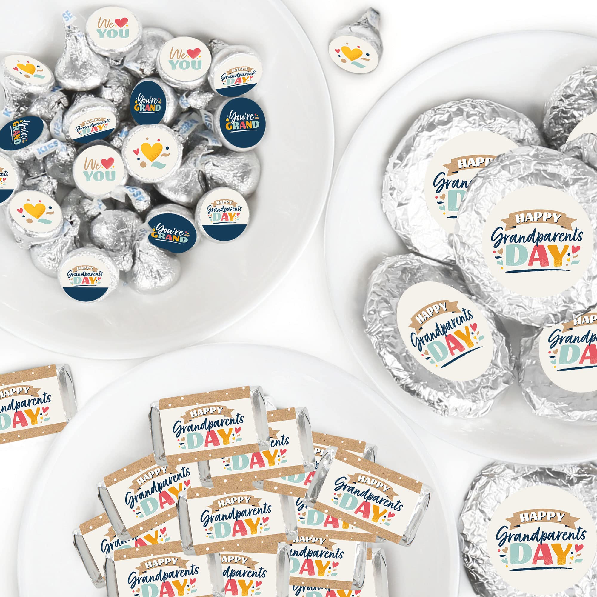 Happy Grandparents Day Candy Wrappers & Stickers Kit - 304pcs Round Candy Stickers, Circle Labels for Grandma Grandpa Party Favors - Perfect for DIY Treat Bags, Classroom Gifts & Family Celebrations
