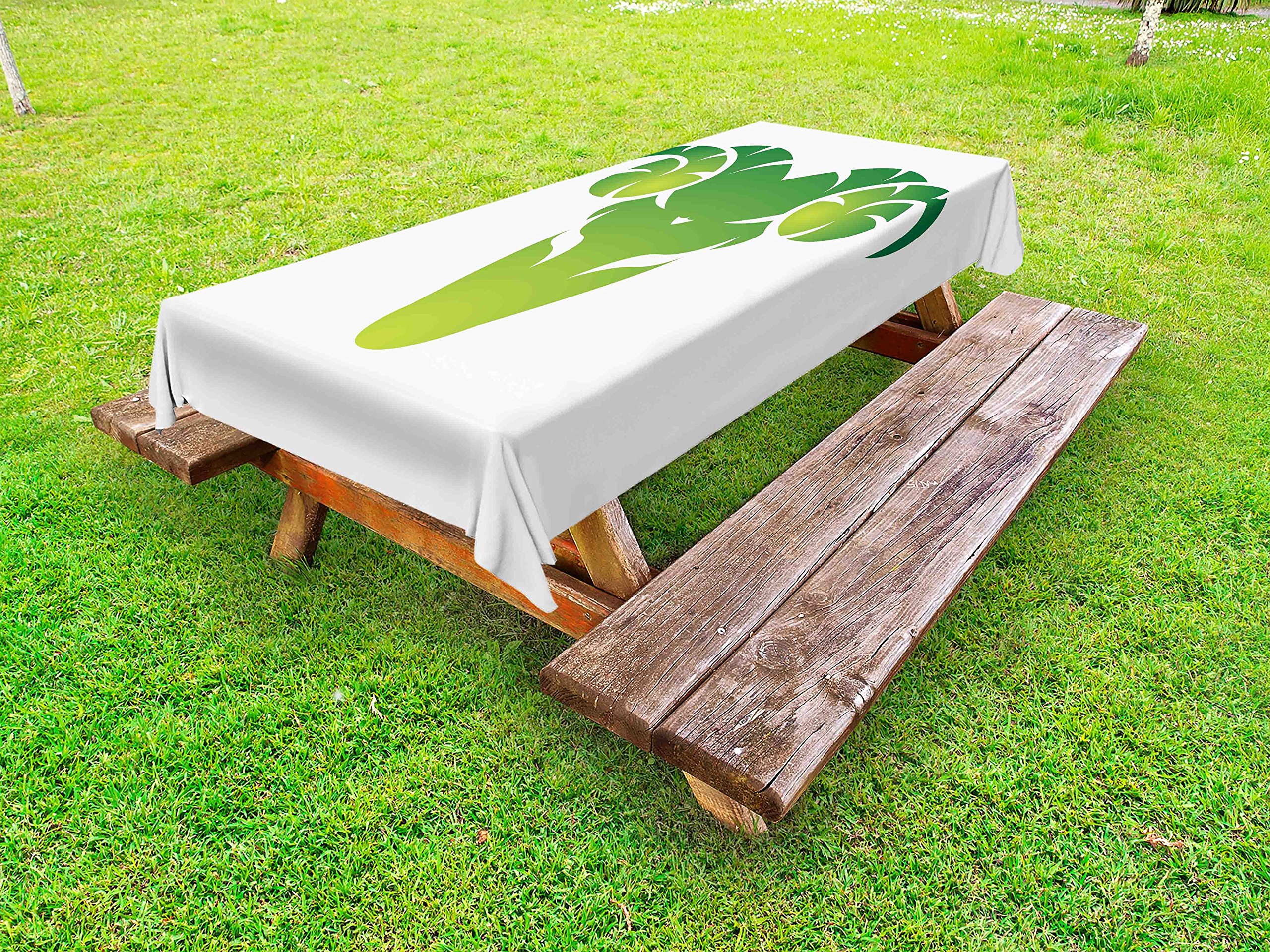 Ambesonne Zodiac Aries Outdoor Tablecloth - Green Abstract Aries Head Silhouette Horoscope Design - Washable Picnic Table Cover 58