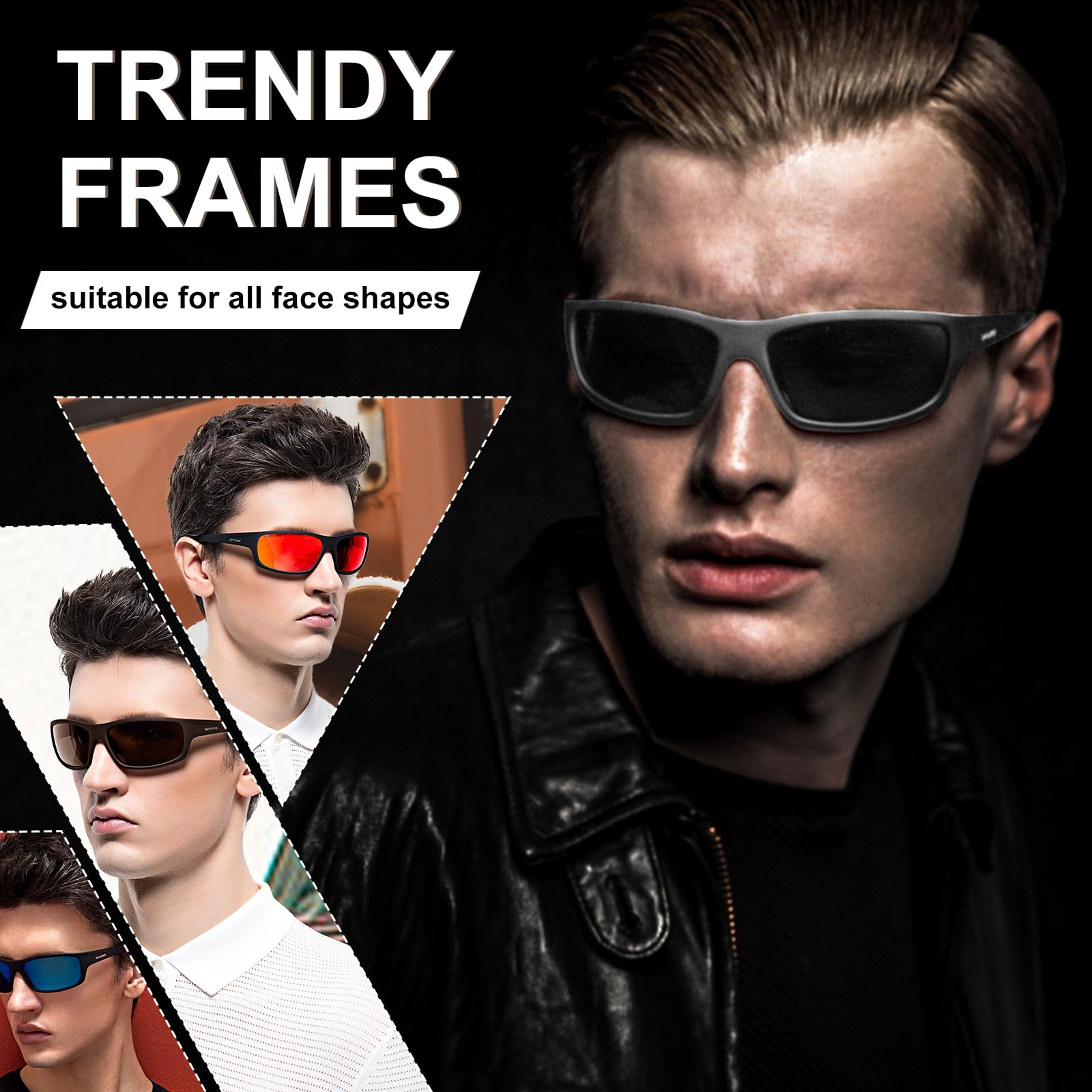 Polarized Sport Sunglasses for Men - Matte Finish, Mirror Lens, UV Protection - Perfect for Running, Cycling & Outdoor Activities