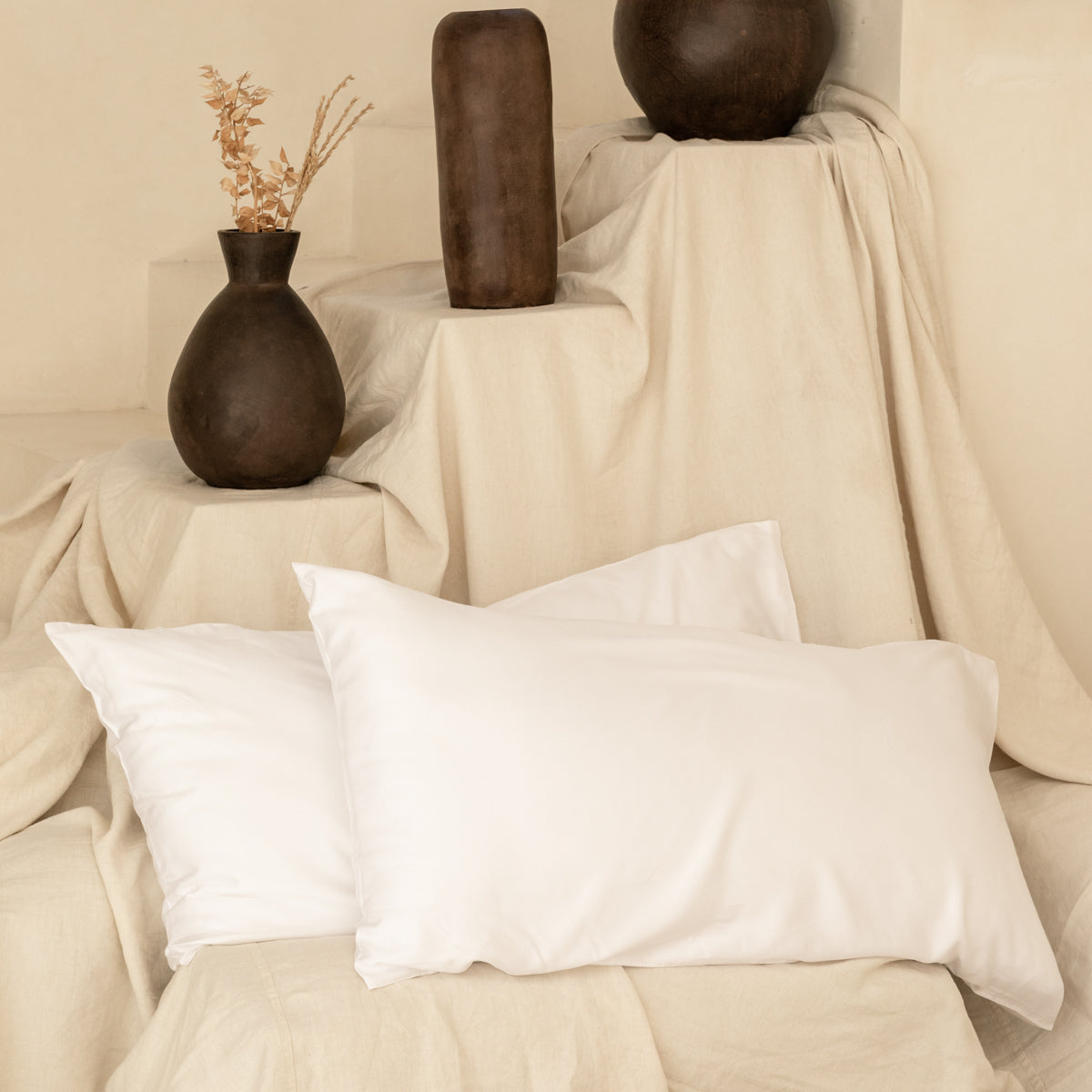 Organic Bamboo Sateen Pillowcase Set - 2 Pack Hypoallergenic & Breathable Bedding for Side Sleepers - Perfect for Hot Sleepers & Sensitive Skin - Eco-Friendly Luxury Bedroom Essentials