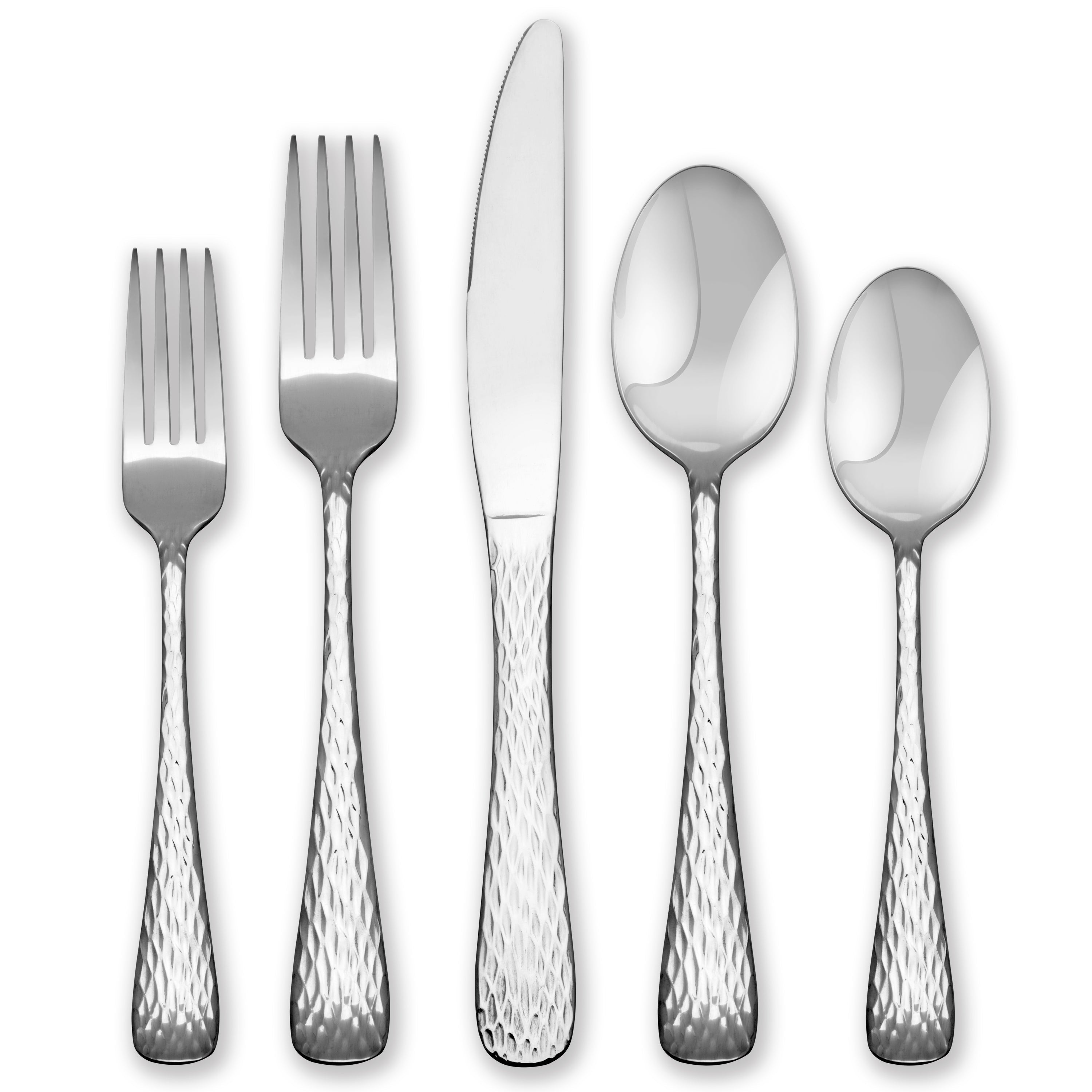 Melody Hammered 20-Piece Stainless Steel Flatware Set - Elegant Dining Cutlery for Everyday Use, Dinner Parties & Wedding Gifts