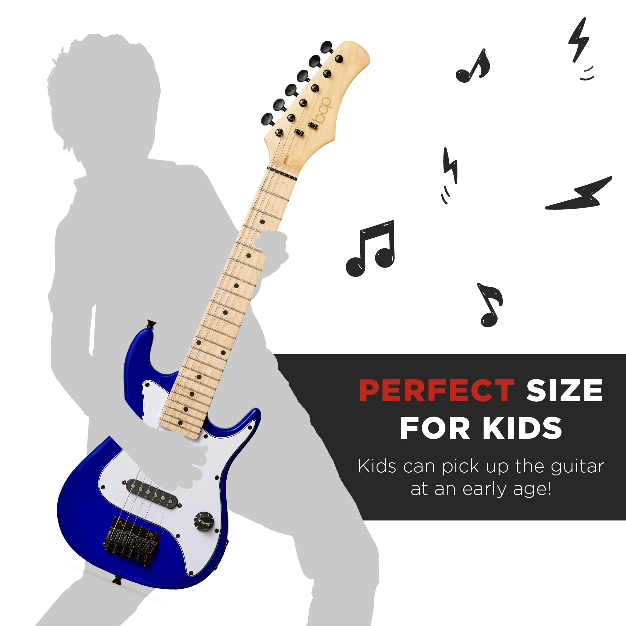 Best Choice Products 30-Inch Kids Electric Guitar Starter Kit with 5W Amp, Strap, Gig Bag, Strings & Picks - Metallic Blue | Beginner Guitar Set for Kids, Teens & Young Musicians | Perfect for Home Practice, Music Lessons & Rock Band Performances