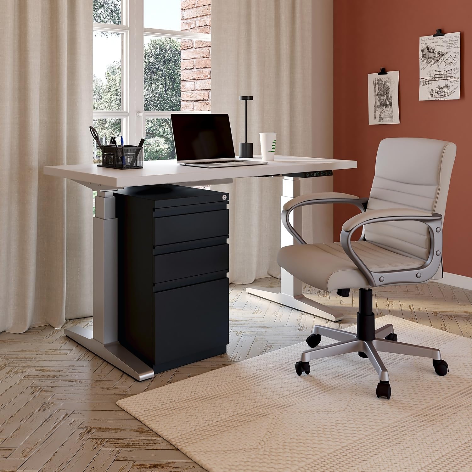 STAPLES 3-Drawer Mobile File Cabinet with Locking Wheels - Organize Office Documents & Supplies - Perfect for Home Office, Small Business & Workspace Storage