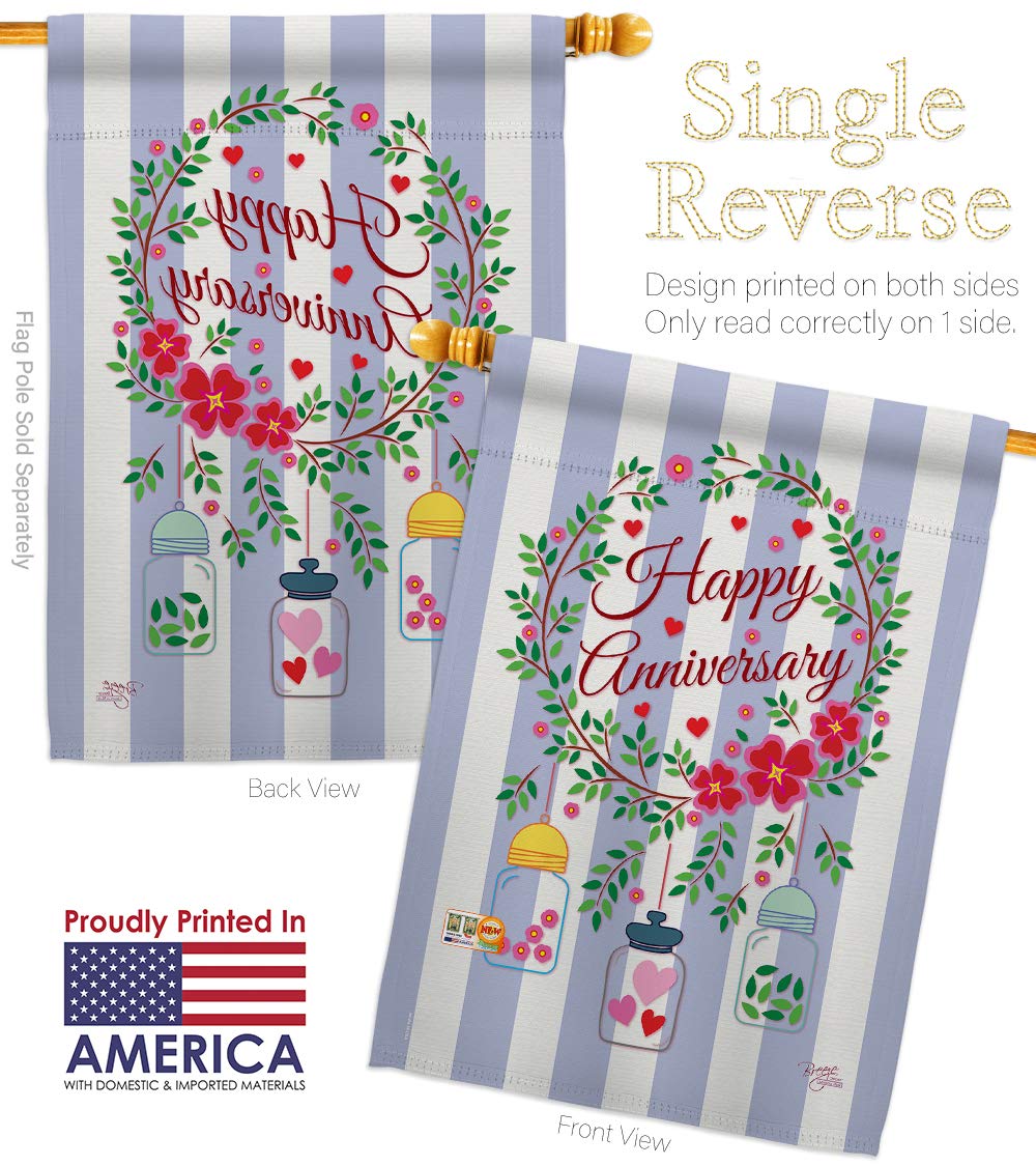 Happy Garden House Flags Set - Wedding Anniversary Decor for Yard & Party
