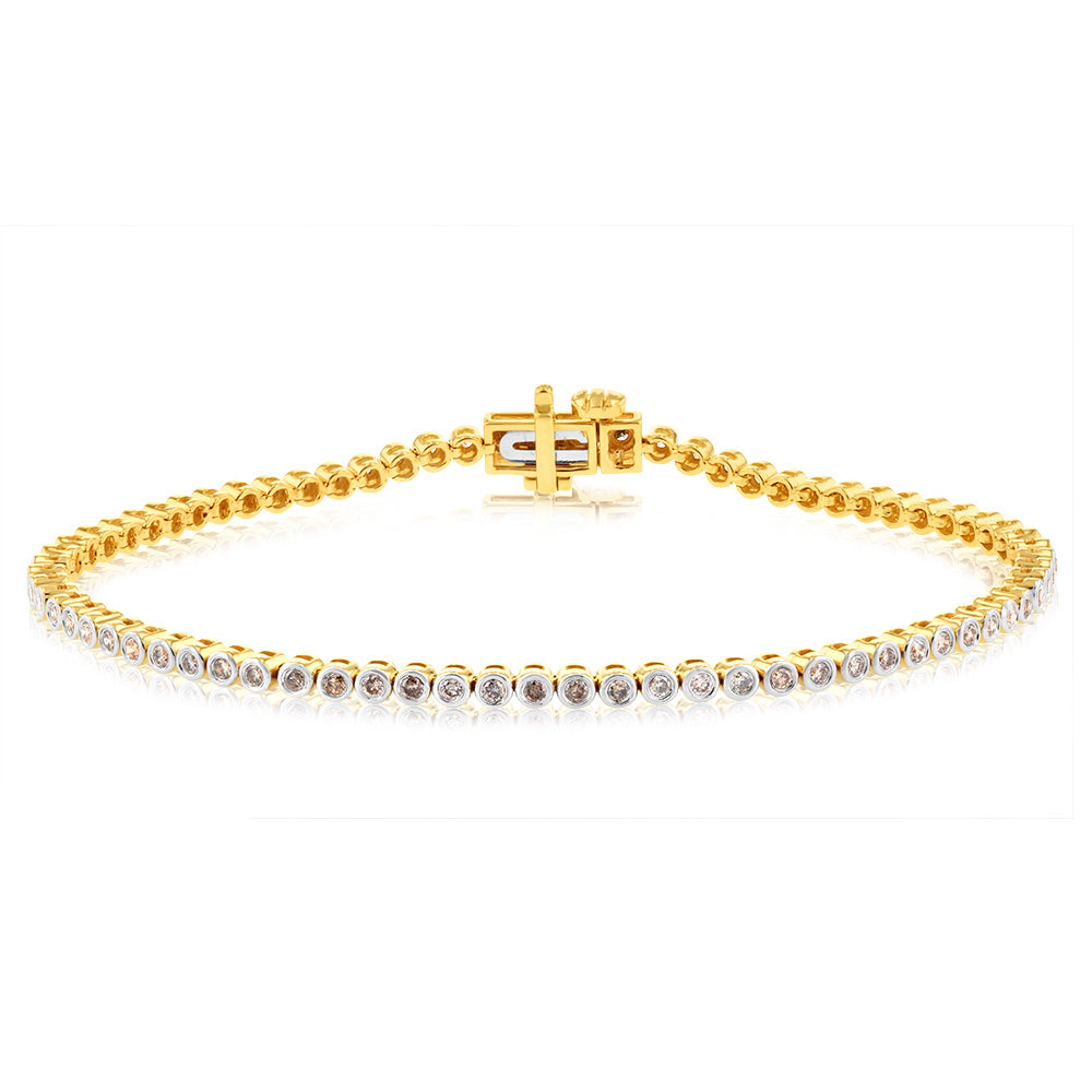 1 Carat Diamond Tennis Bracelet in 9ct Yellow Gold - Elegant Jewelry for Women, Perfect for Weddings, Anniversaries & Special Occasions