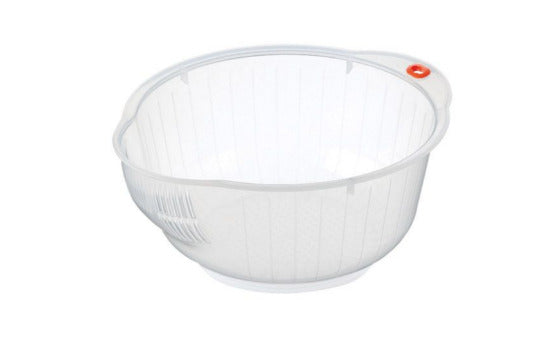 Premium Rice Washing Bowl - 9.5 Inch Stainless Steel Colander with Handle for Perfectly Rinsed Rice | Ideal for Asian Cooking, Meal Prep & Kitchen Use