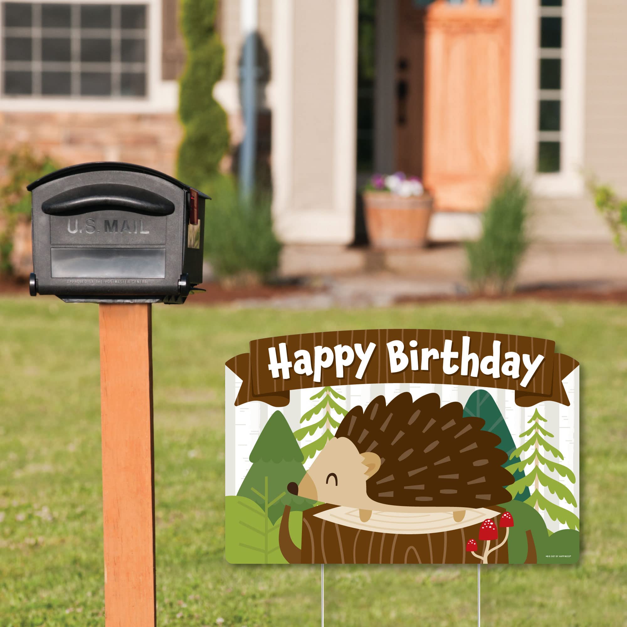 Big Dot of Happiness Forest Hedgehogs Woodland Birthday Party Decorations - Happy Birthday Yard Signs for Outdoor Lawn & Garden - Perfect for Kids Birthday Parties, Baby Showers & Outdoor Celebrations