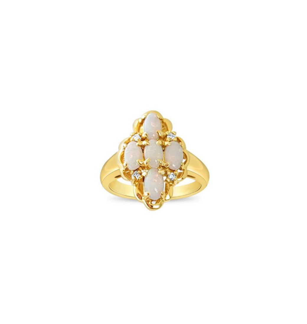 Exquisite Opal Cluster Diamond Ring for Women - Elegant Handmade Jewelry Gift for Engagement, Wedding & Anniversary - Perfect for Special Occasions & Everyday Wear