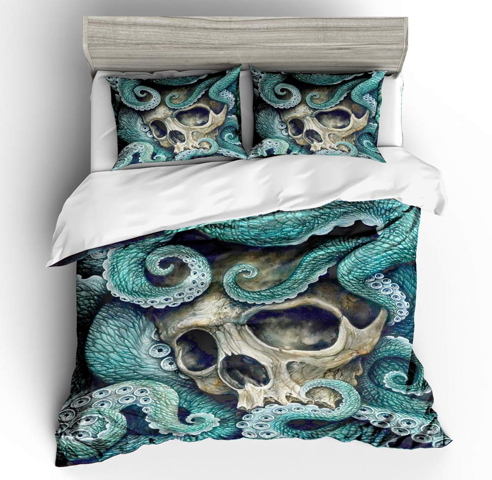 REALIN Octopus Duvet Cover Set - Dark Marine Life Design with Evil Tentacle Print, 2/3/4PCS Microfiber Bedding Set (Quilt Cover, Sheets, Pillow Shams) for Twin/Full/Queen/King Size - Perfect for Themed Bedrooms, Ocean Lovers & Unique Home Decor