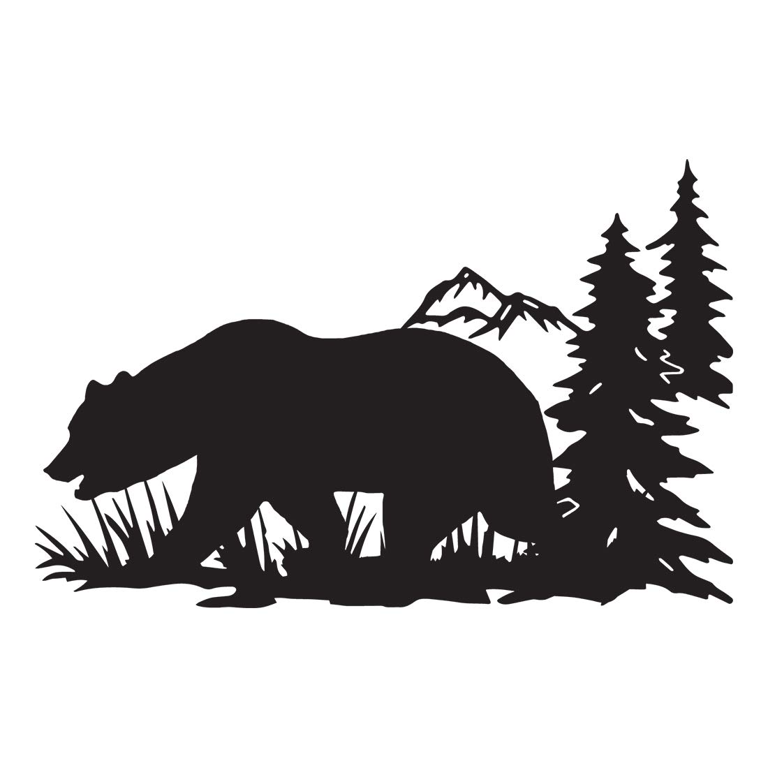 Premium Waterproof Vinyl Decal Stickers - Bear Hunting Forest Design (Black, Set of 2) for Laptop, Phone, Helmet, Car Bumper, Mug, Cup, Door & Wall Decoration - Perfect for Outdoor Enthusiasts & Nature Lovers