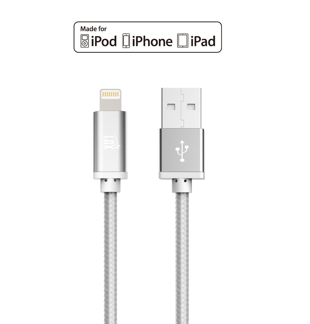 MFi Certified iPhone Charger Lightning Cable - Durable Braided USB Cord for iPhone 14/13/12/11/XS/X/8/7, iPad & iPod | Fast Charging & Data Sync | Perfect for Home, Office & Travel Use