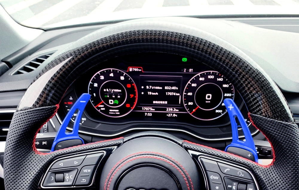 Blue Steering Wheel Paddle Shifter Extension Cover for 2019-2020 Audi A6 A7 | Upgrade Your Driving Experience | Perfect for Racing & Performance Enthusiasts