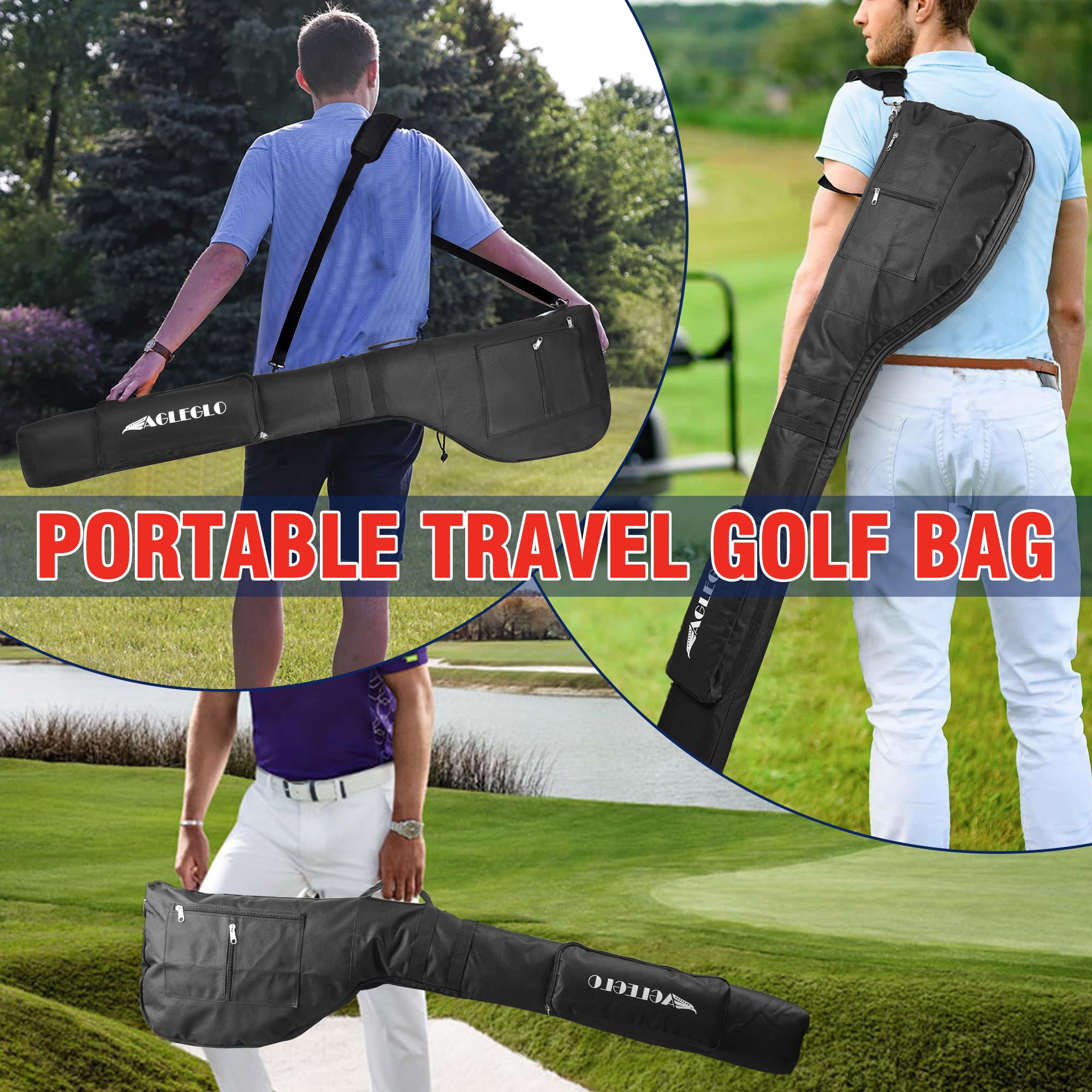 **EagleGlo Foldable & Adjustable Golf Travel Bag – Lightweight Carry Bag for 8-10 Clubs – Perfect for Men & Women – Ideal for Practice, Travel & Course Use**