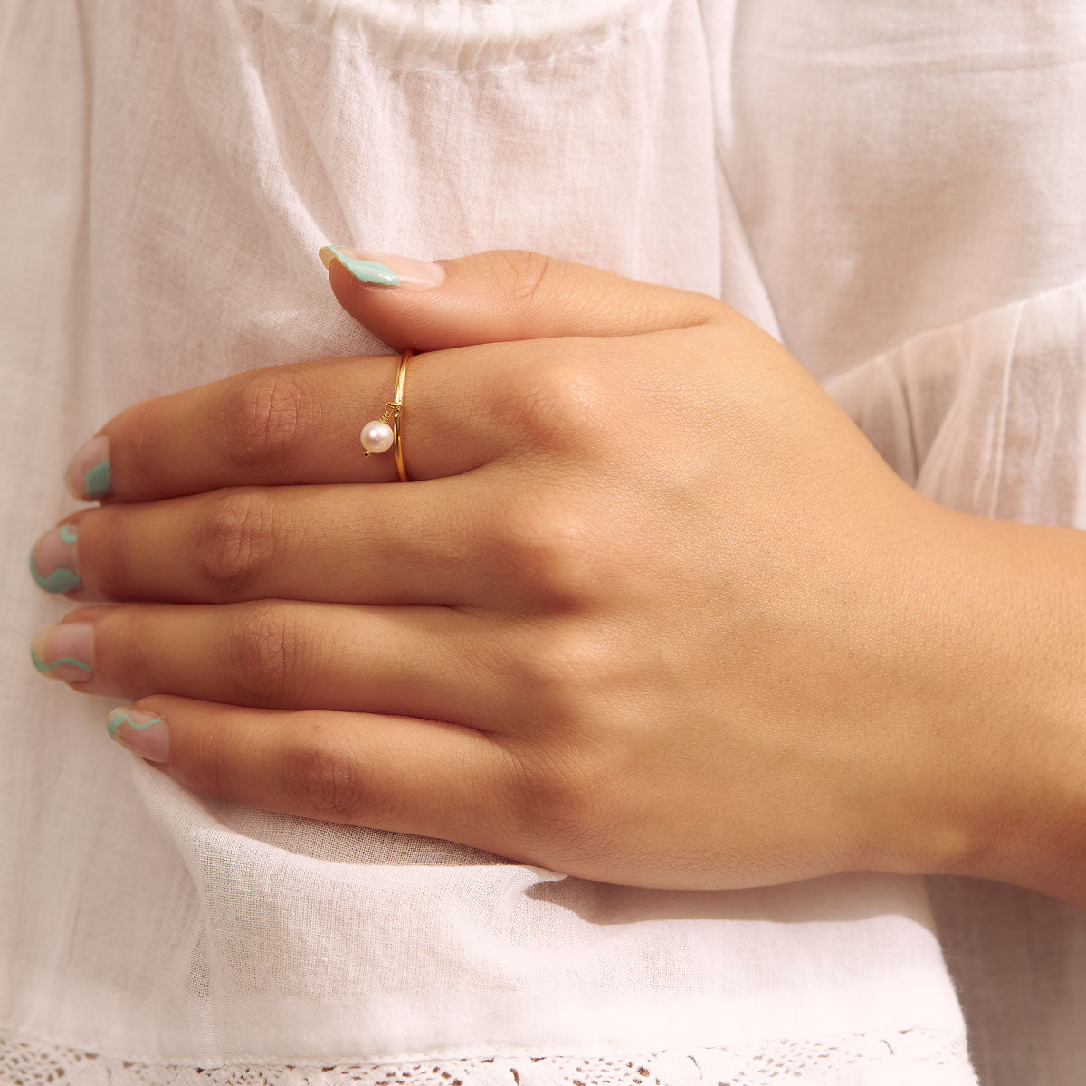 Elegant Gold Pearl Charm Ring for Women - Perfect for Weddings, Parties & Everyday Wear