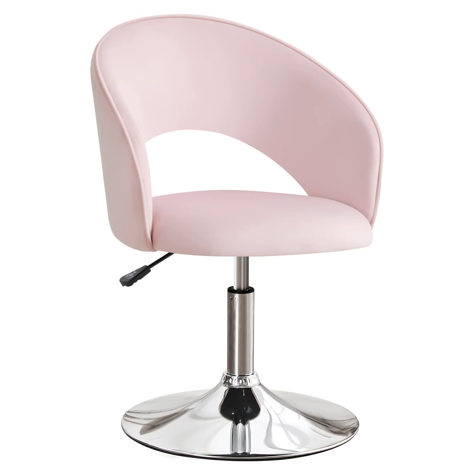 Furniliving Modern Vanity Chair - 360° Swivel Adjustable Height Makeup Stool with Plated Frame, Contemporary Accent Chair for Lounge, Pub, Bar & Home Dressing Room (Salmon Pink) | Perfect for Makeup Vanity, Bedroom Decor & Salon Styling