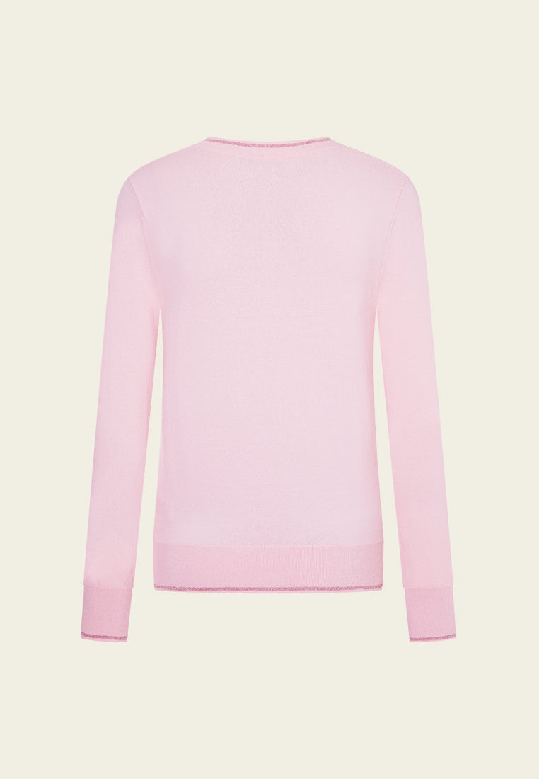 Stylish Embroidery Detail Ribbed Trim Knitted Top for Women - Perfect for Casual Outings, Layering & Everyday Wear