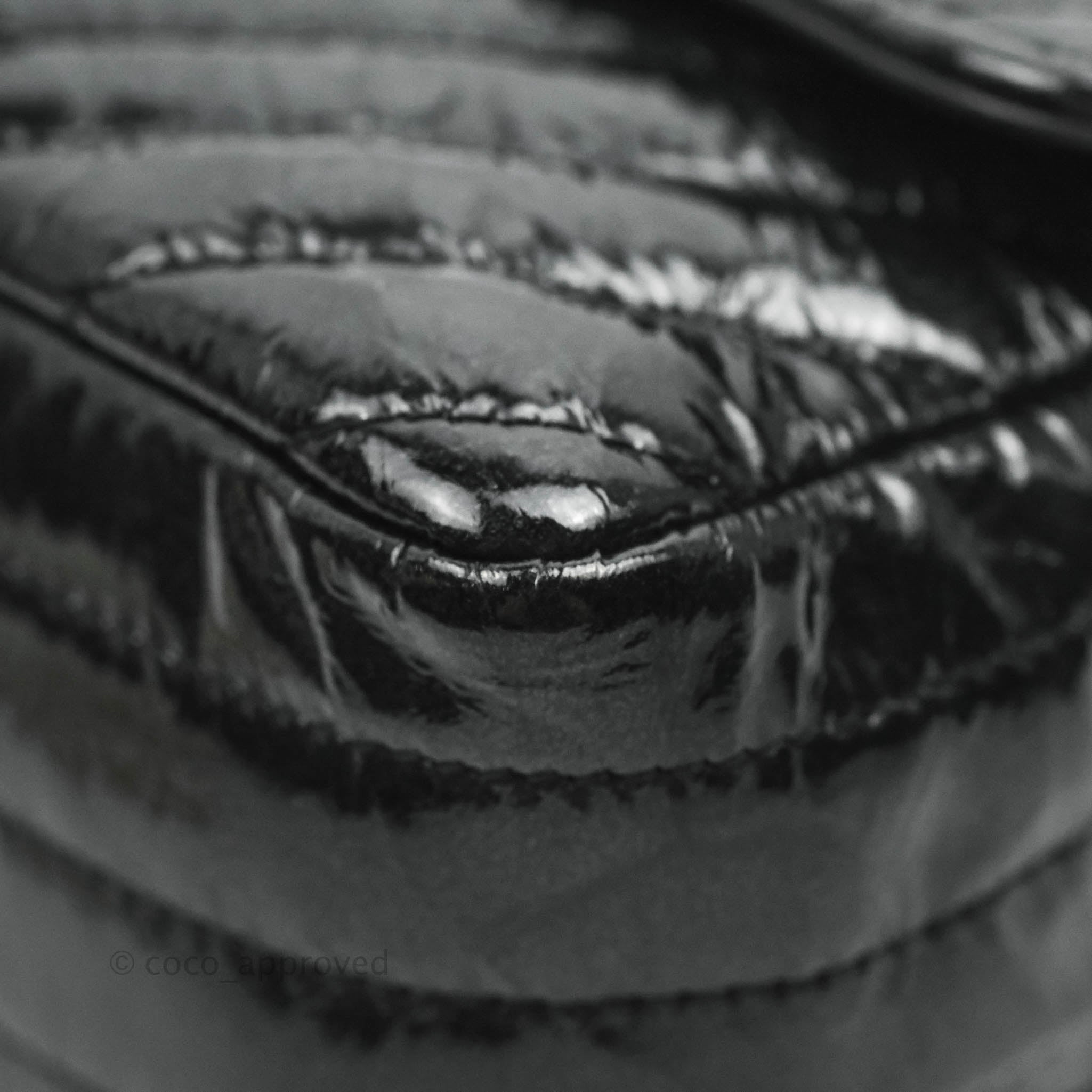 Chanel Chevron Mini Rectangular Flap Bag in Black Crumpled Patent Leather with So Black Hardware - Perfect for Evening Events & Luxury Fashion Accessories