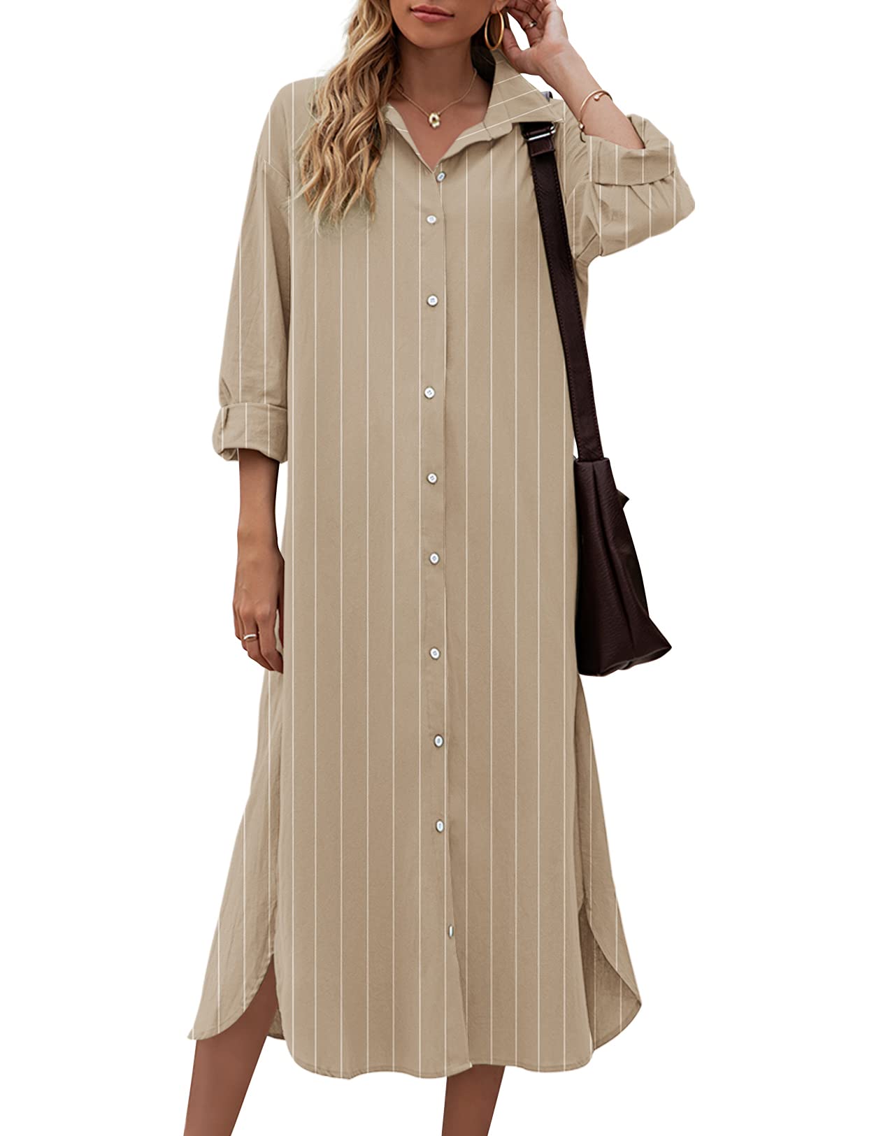 Women's Cotton Linen Shirt Dress - Casual Loose Maxi Dress for Summer | Perfect for Beach, Vacation & Everyday Wear
