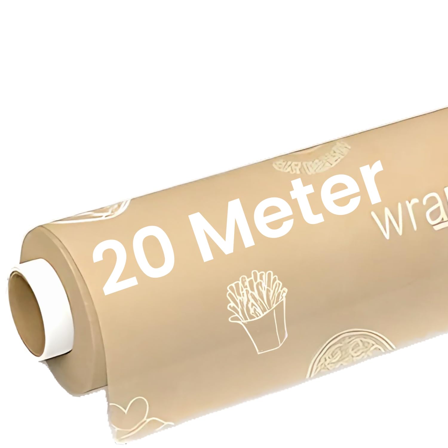 Wraplus Premium Khaki & White Food Wrapping Paper Roll - 20M (Pack of 1) | Eco-Friendly, Leak-Proof Kitchen Wrap for Sandwiches, Meal Prep & Leftovers