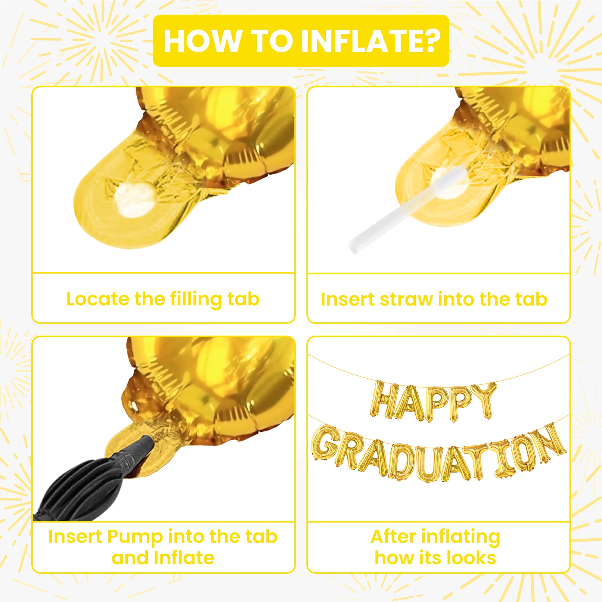 KatchOn 16 Inch Gold Graduation Balloons - Class of 2025 Foil Balloons for Graduation Party Decorations | Happy Graduation Decor, Graduation Ceremony, Photo Backdrop, Graduation Party Supplies