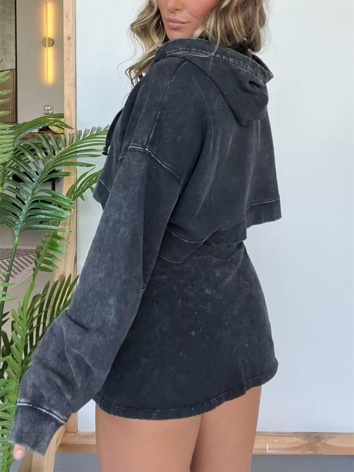 2024 New Women's Lounge Washed Hoodie Skirt Set - Pink Laura Long Sleeve Skort Outfit, 2 Piece Comfortable Casual Wear for Home, Travel & Yoga