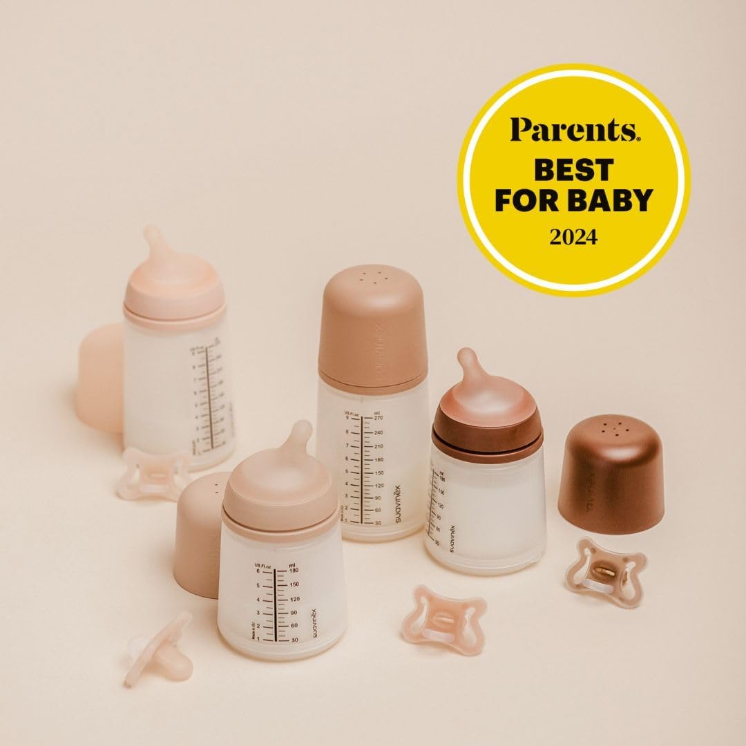 Suavinex Zero Zero Anti-Colic Baby Bottles - 4 Pack (6 oz) - #1 Spanish Baby Bottle Brand - Reduces Gas, Nipple Confusion & Bottle Rejection - Perfect for Breastfeeding Transition - Adjustable Flow Nipples - Ideal for Newborns & Infants - Great for Daycare, Travel & On-the-Go Feeding