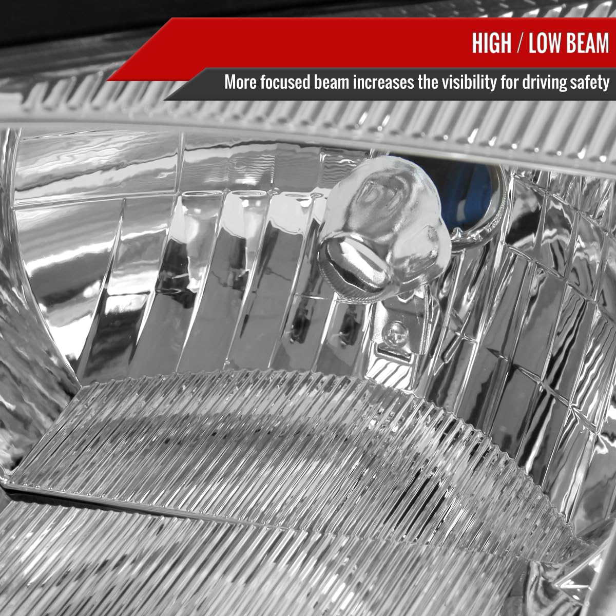2005-2007 Ford Focus ZX4 ST Replacement Chrome Clear Headlight Assembly Pair - Left & Right Side - Improved Visibility & Style for Night Driving & Car Upgrades