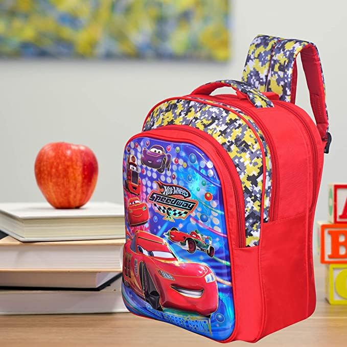 Happile Kids Backpack for School - Red & Multicolor Small Backpack for Ages 4-7 Years | Perfect for Preschool, Play School & Daycare Use