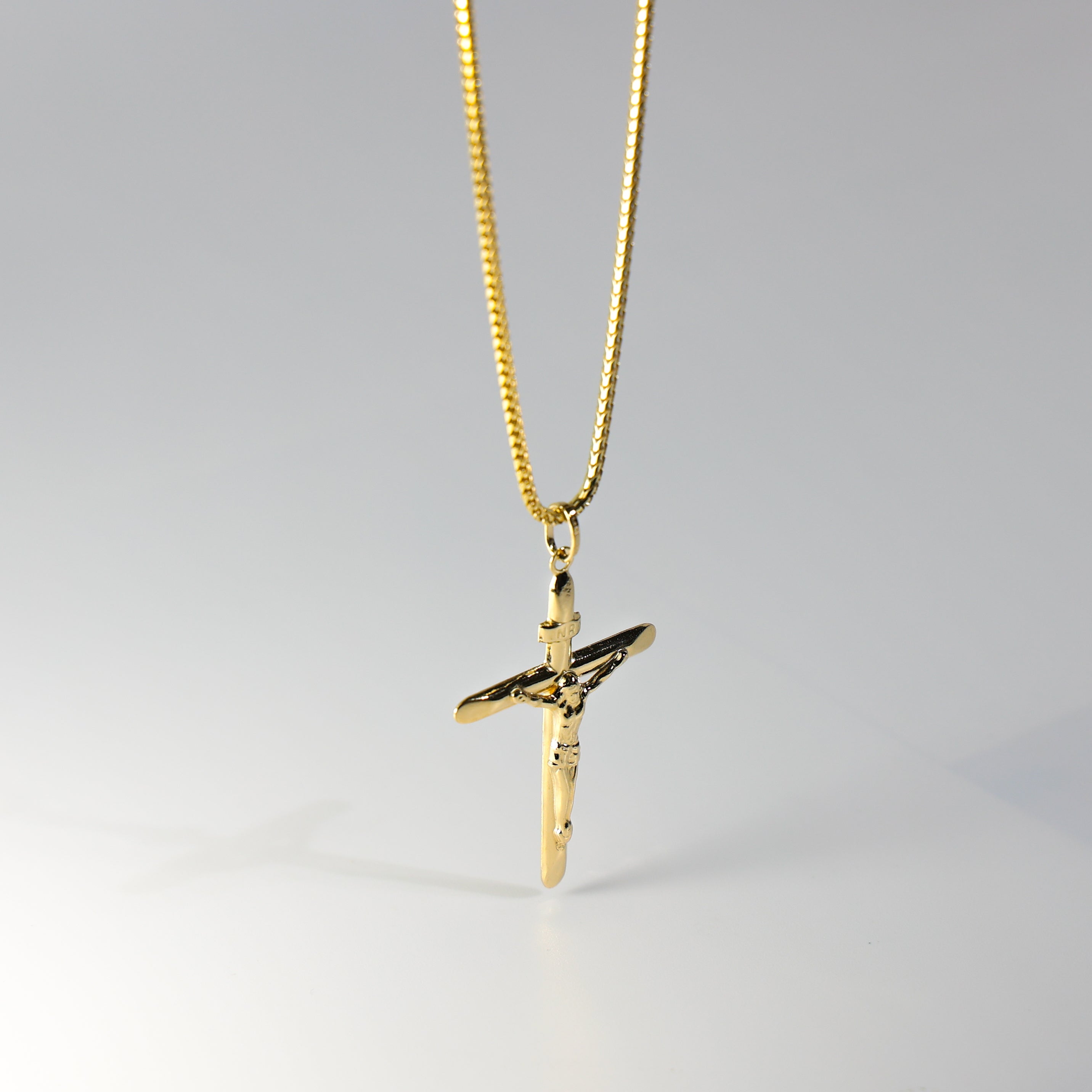 Gold Large Classic Beautiful Cross Pendant Necklace Model 0854 - Elegant Religious Jewelry for Women, Perfect Gift for Baptism, Confirmation & Special Occasions