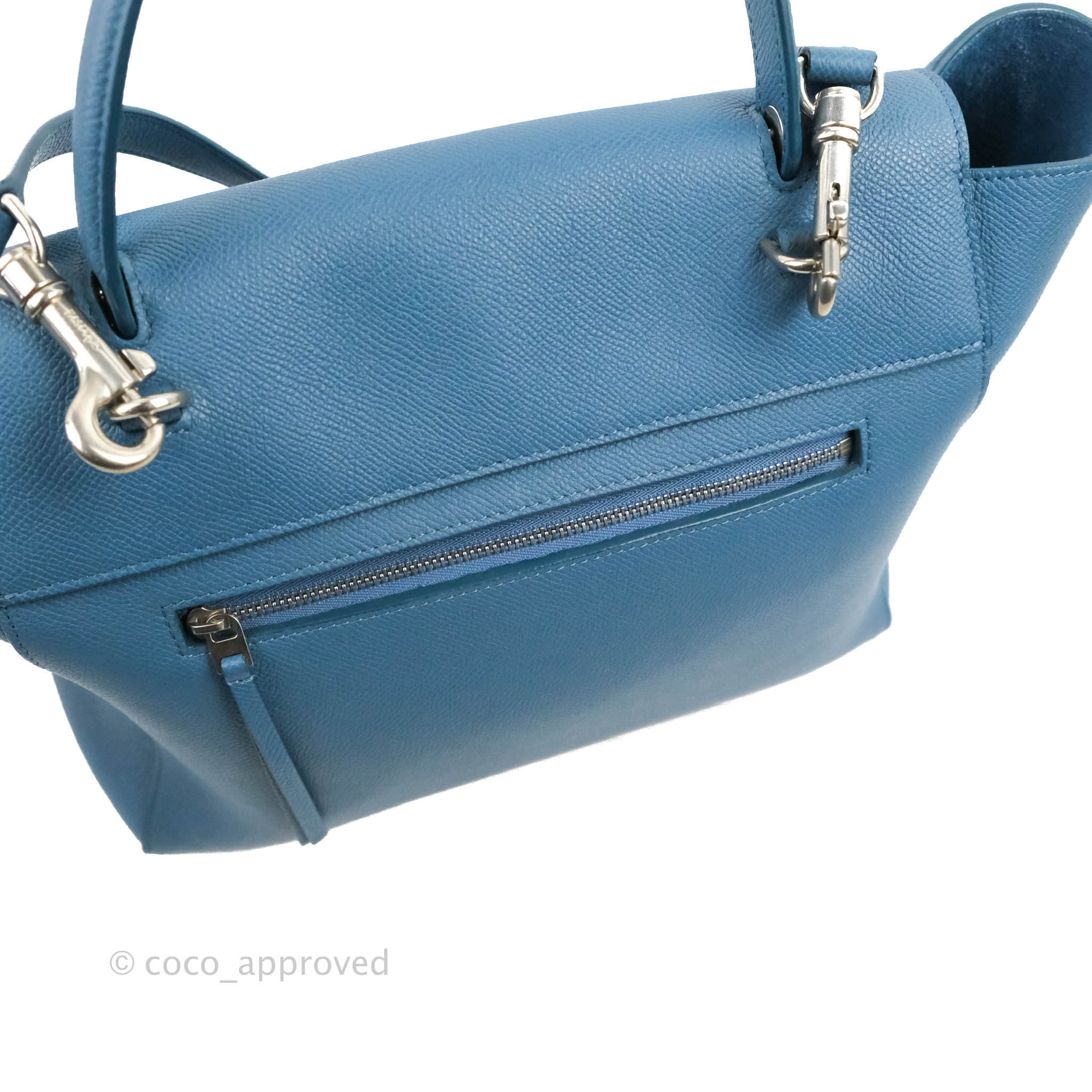 Celine Mini Belt Bag in Blue Grained Calfskin with Silver Hardware - Stylish Crossbody Purse for Women, Perfect for Everyday Use & Date Nights