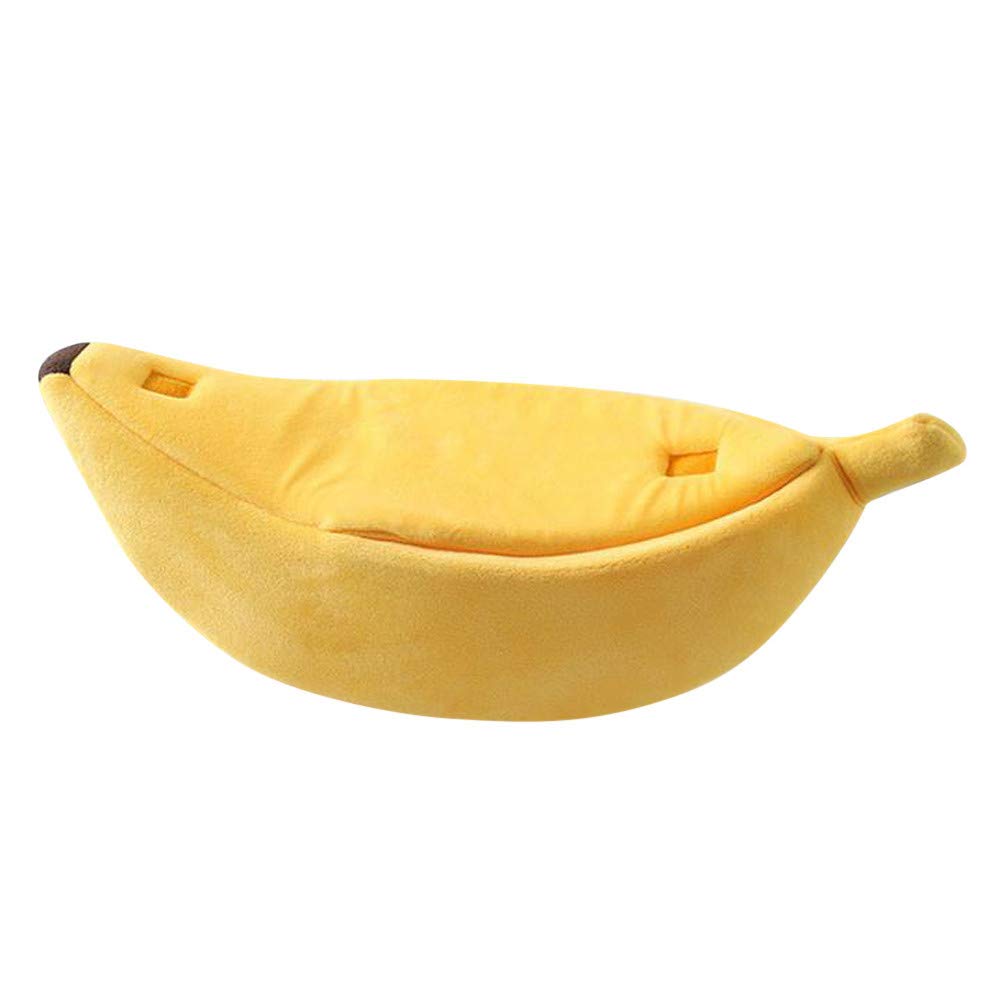 Fluffy Warm Soft Plush Pet Bed - Breathable Banana-Shaped Cat & Dog Bed House for Cozy Sleep - Perfect for Small Pets, Kittens & Puppies in Living Room or Bedroom