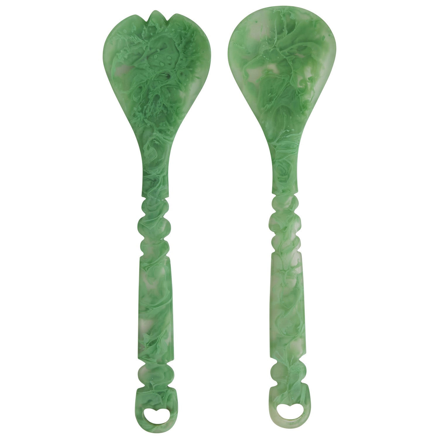 Wilkie Salad Servers Set - 2-Piece Emerald Green Serving Utensils for Salad, Pasta, and Fruit - Perfect for Dinner Parties, Picnics, and Family Gatherings