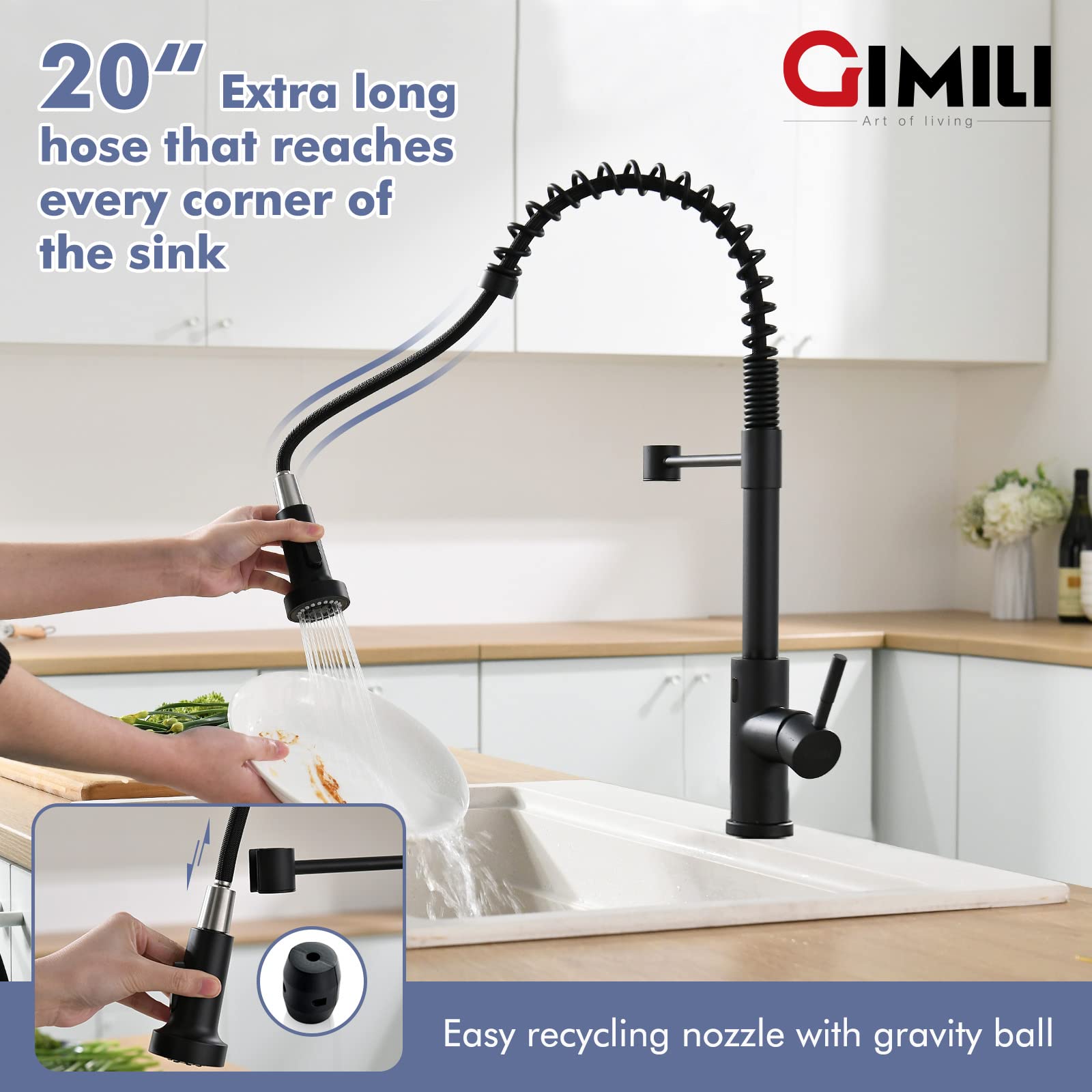 Smart Touchless Kitchen Faucet - Matte Black Motion Sensor with Pull-Down Sprayer for Modern Kitchens
