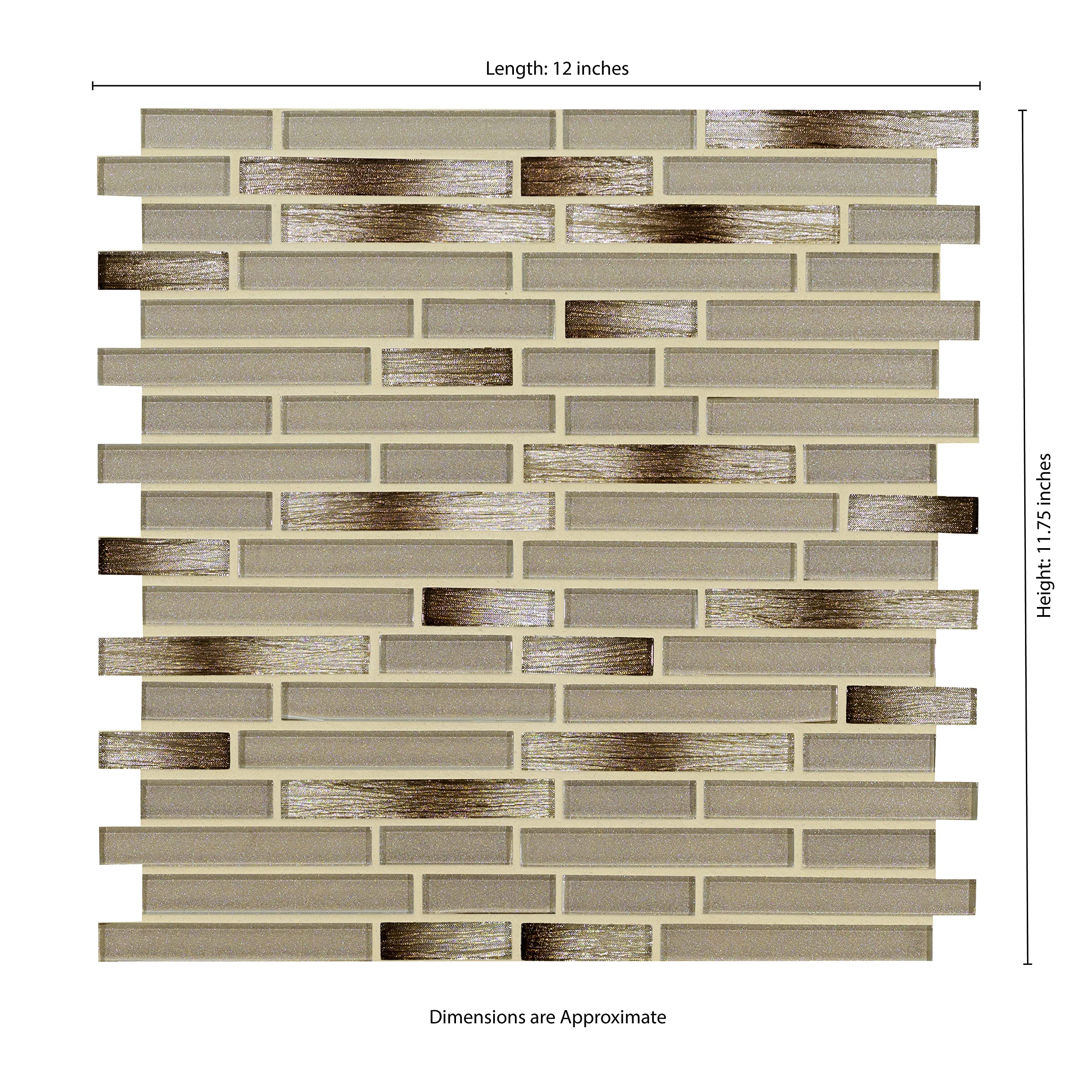 MSI Champagne Blend 12x11.75 Inch Interlocking Glass Mosaic Tile - Mesh Mounted Backsplash for Kitchen, Bathroom & Shower Walls (Brown) - Perfect for Modern Home Renovations & Commercial Spaces