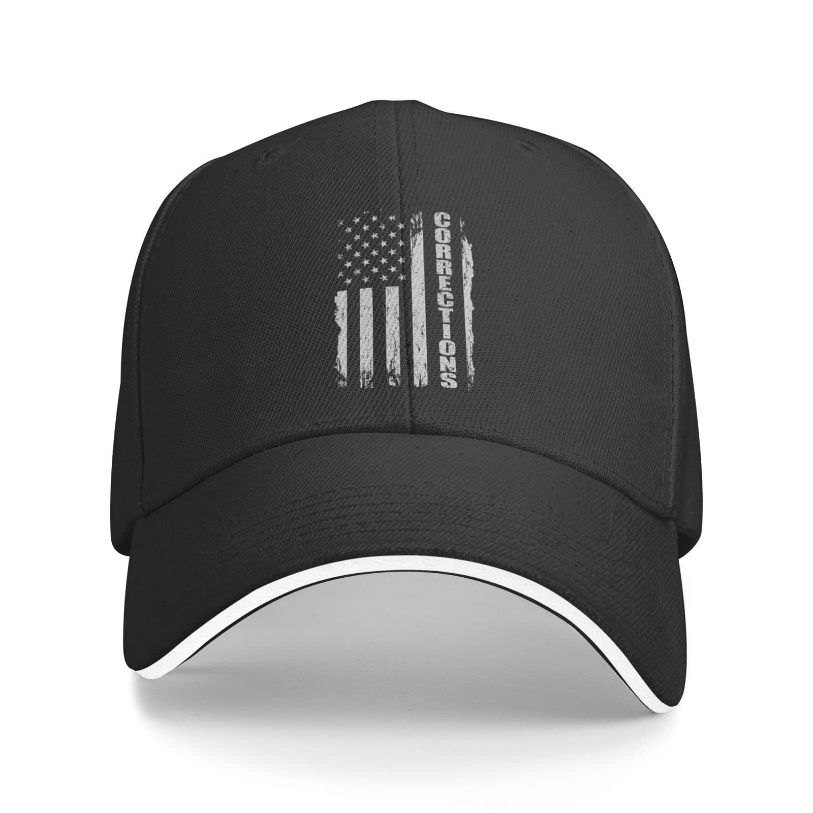Thin Silver Line American Flag Baseball Cap - Adjustable Corrections Officer Trucker Hat for Golf, Outdoor & Casual Wear - Patriotic Police Support Hat