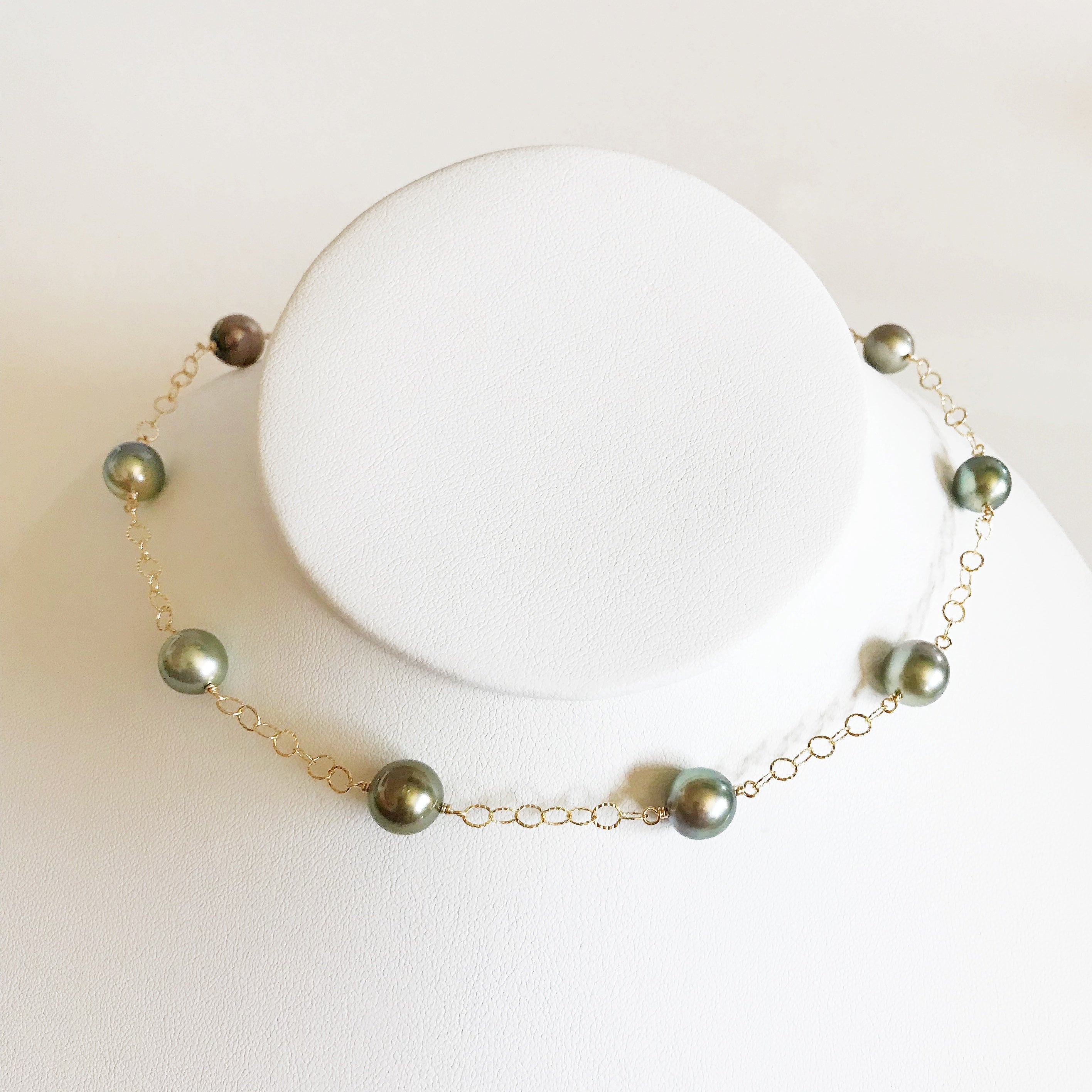LEILANI Natural Pistachio Tahitian Pearl Necklace (N272) - Elegant Jewelry for Women, Perfect for Weddings, Parties & Special Occasions