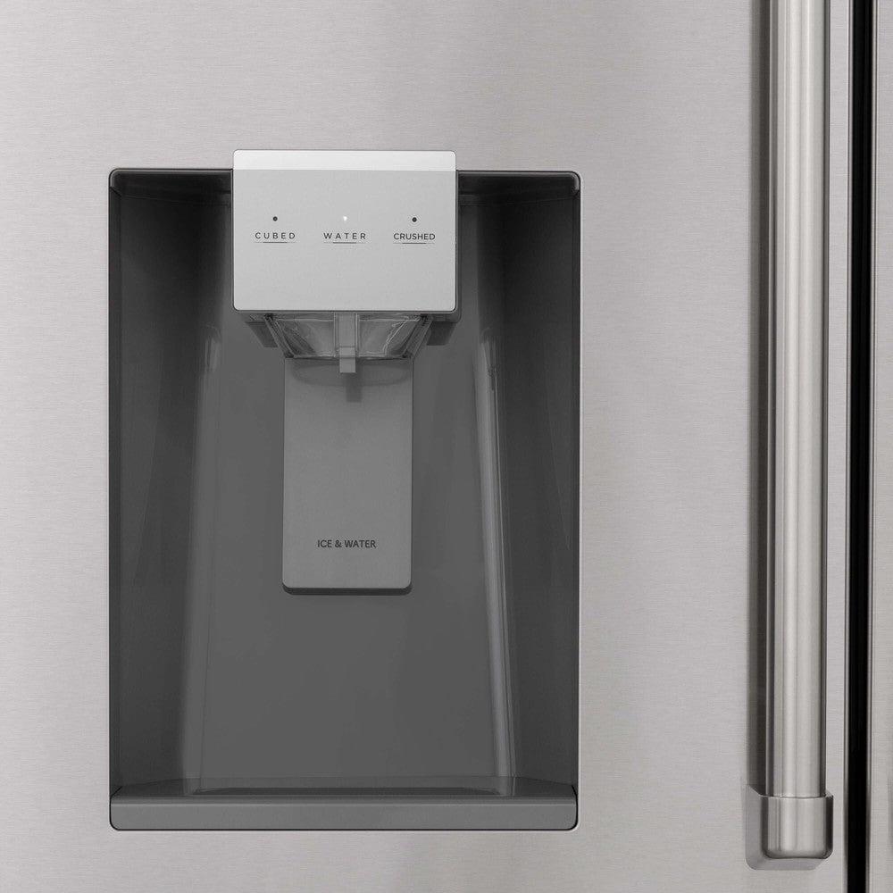 ZLINE Autograph Edition 36 Inch Counter Depth French Door Refrigerator - 21.6 cu ft Capacity, Fingerprint Resistant Stainless Steel with Polished Gold Handles, Built-in Water & Ice Dispenser (RFMZ W 36 G) - Perfect for Modern Kitchens, Entertaining & Luxury Home Appliances