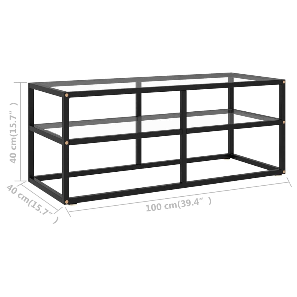 Modern Black TV Stand with Tempered Glass - 39.4