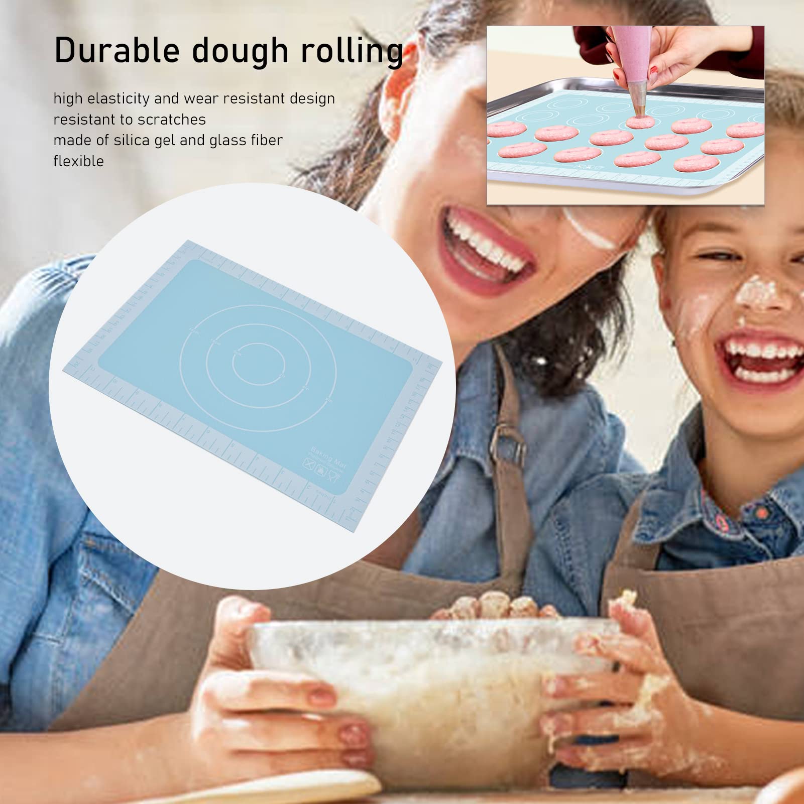 Non-Stick Silicone Baking Mat for Macarons, Cookies & Bread - Heat Resistant & Reusable Pastry Sheet for Oven Baking (Blue) - Perfect for Home Bakers & Professional Chefs