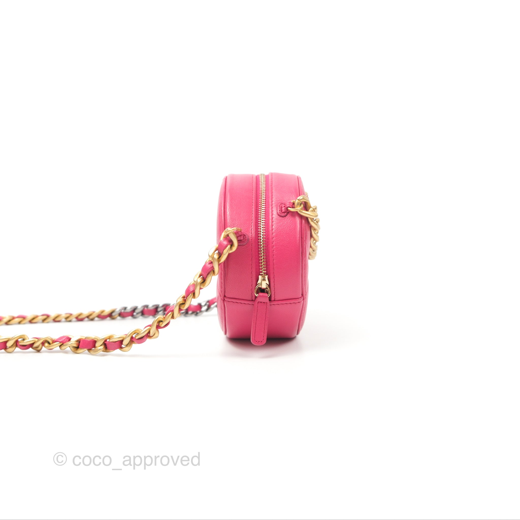 Chanel 19 Round Clutch with Chain - Dark Pink Mixed Hardware Crossbody Bag for Women | Luxury Evening Purse for Parties, Dinner Dates & Special Occasions