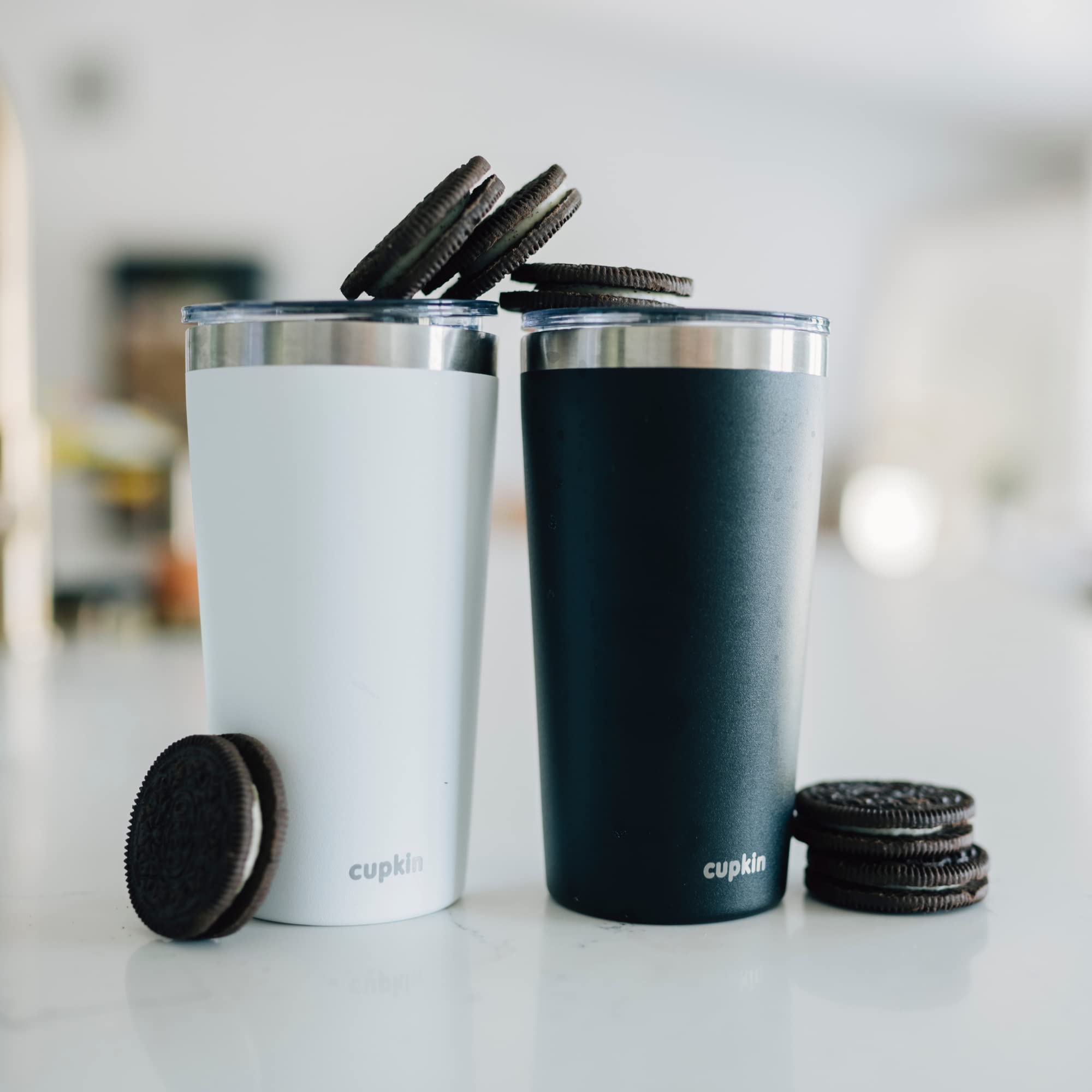 CUPKIN 20 oz Stainless Steel Insulated Tumbler with Lid & Straw - Double Wall Vacuum Insulated Travel Mug for Hot & Cold Drinks - Perfect for Coffee, Tea, Water - Ideal for Office, Gym, Hiking, and Commuting