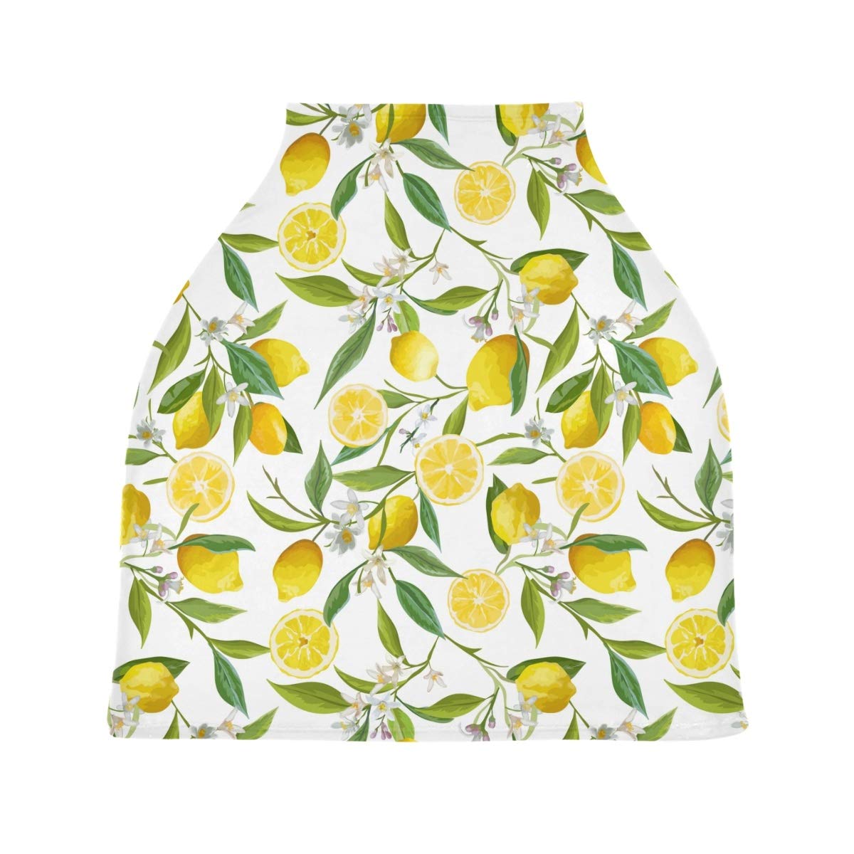 Lemon Flowers Baby Car Seat Cover & Nursing Scarf - Soft Breathable Stretchy Infant Stroller Cover for Boys & Girls - Perfect for Breastfeeding, Car Travel & Outdoor Protection