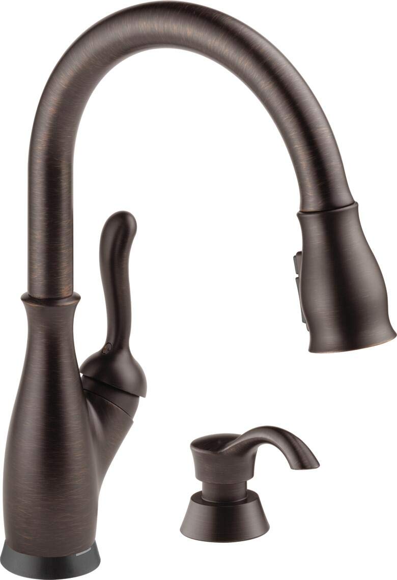 DELTA Faucet Leland VoiceIQ Smart Kitchen Faucet - Single Handle Pull-Down Sprayer with Alexa & Google Assistant Voice Control | Smart Home Compatible | Venetian Bronze Finish | Perfect for Modern Kitchens & Hands-Free Cooking